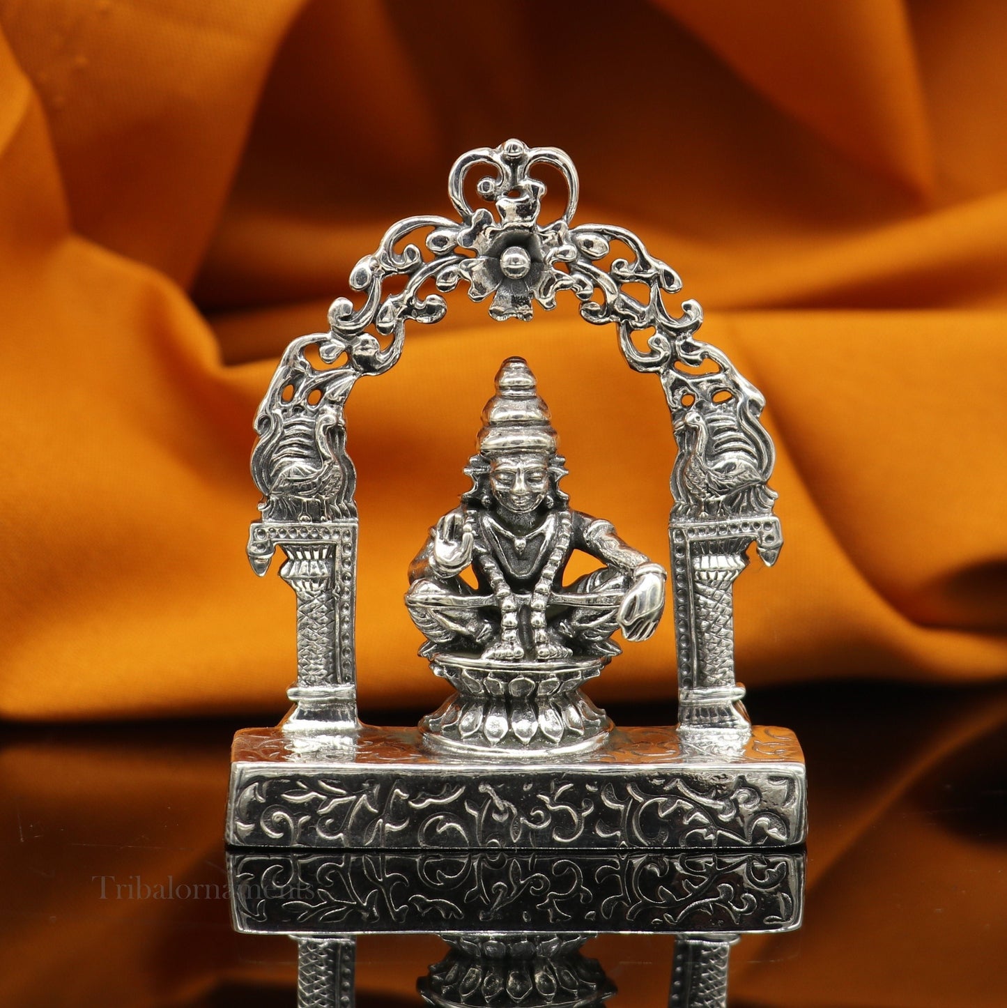 925 sterling silver handmade Divine Hindu idol Aayappa Sabarimala statue murti divine Statue Sculpture figurine puja article gifting art178 - TRIBAL ORNAMENTS