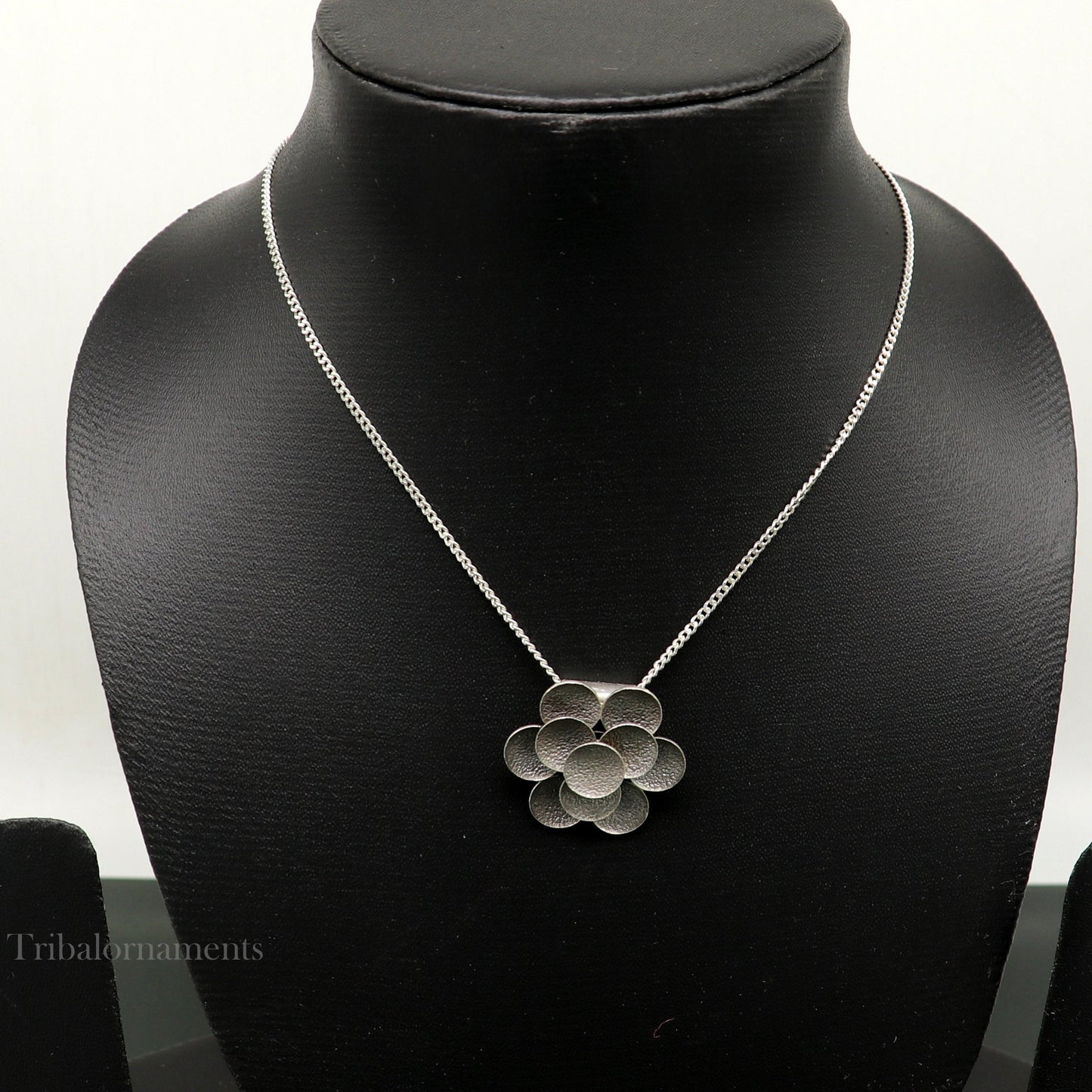 925 Sterling silver handmade vintage design pendant with chain necklace excellent tribal belly dance ethnic jewelry Rajasthan set266 - TRIBAL ORNAMENTS