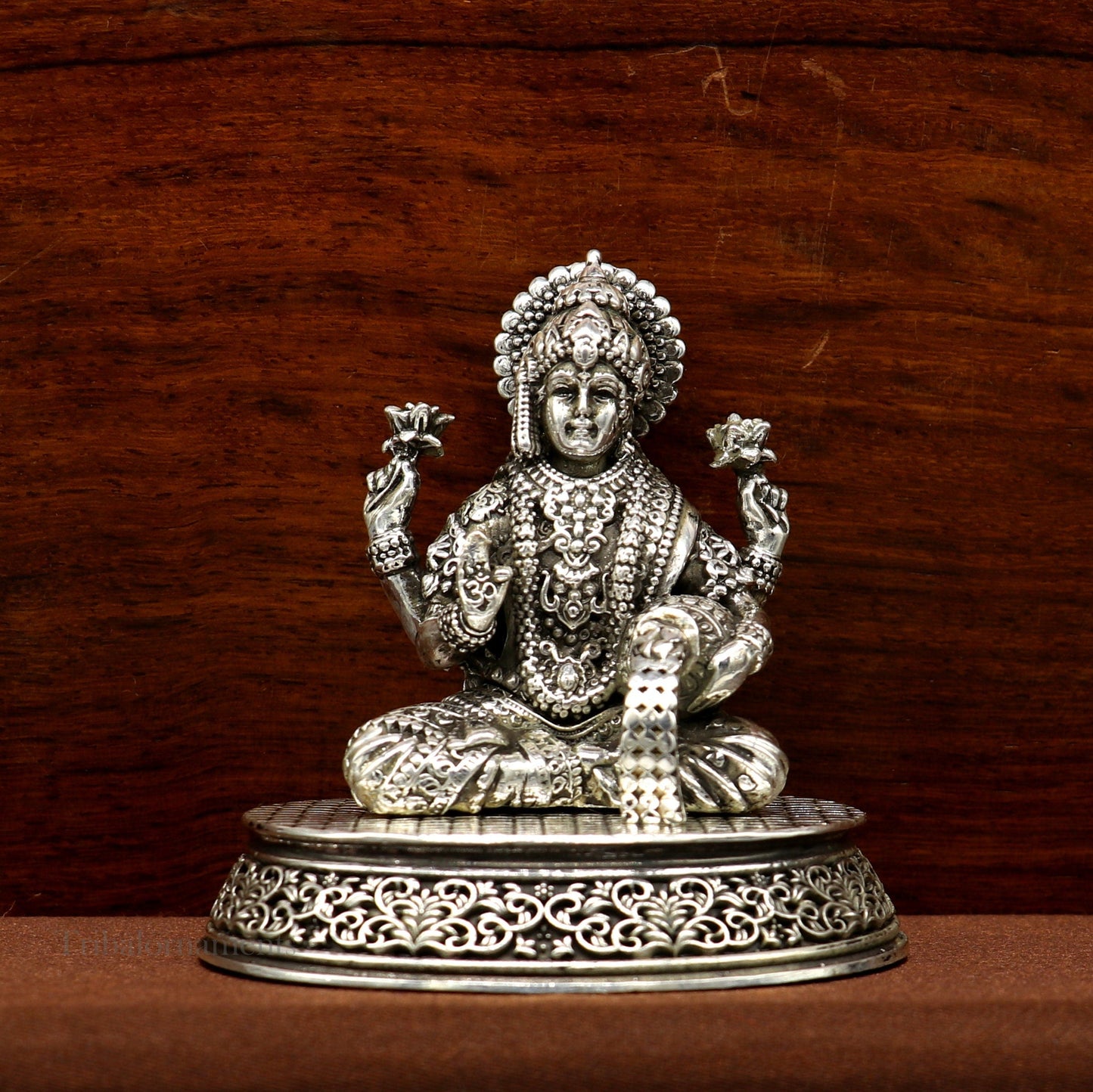 Pure 925 Sterling silver handmade Hindu Goddess Laxmi statue, puja article figurine, home décor Diwali puja articles gifting art220 - TRIBAL ORNAMENTS