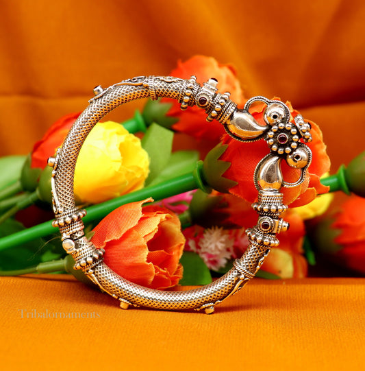 925 sterling silver customized indian vintage style bangle bracelet kada with unique locking system, best girl's belly dance jewelry nssk479 - TRIBAL ORNAMENTS