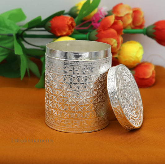 7.3cm 925 solid silver utensils vintage style trinket box, container/casket box bridal floral work box, jewelry box silver utensils stb310 - TRIBAL ORNAMENTS