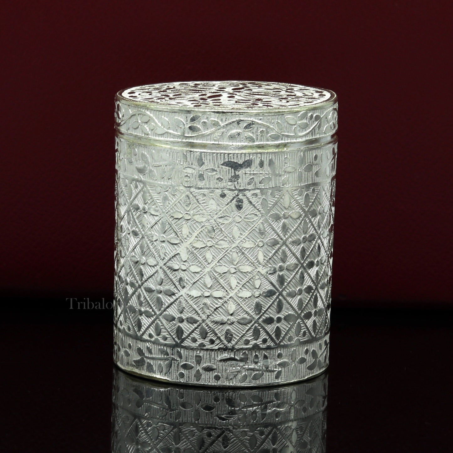 6.5cm 925 solid silver utensils vintage style trinket box, container/casket box bridal floral work box, jewelry box silver utensils stb311 - TRIBAL ORNAMENTS