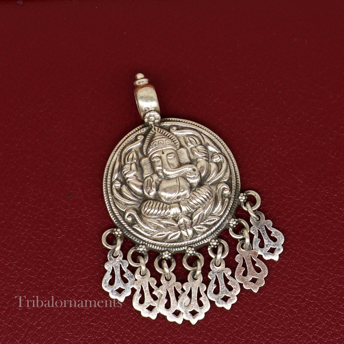 Lord Ganesha vintage style pendant handmade 925 sterling silver pendant with stunning hangings tribal jewelry pendant necklace india ssp835 - TRIBAL ORNAMENTS