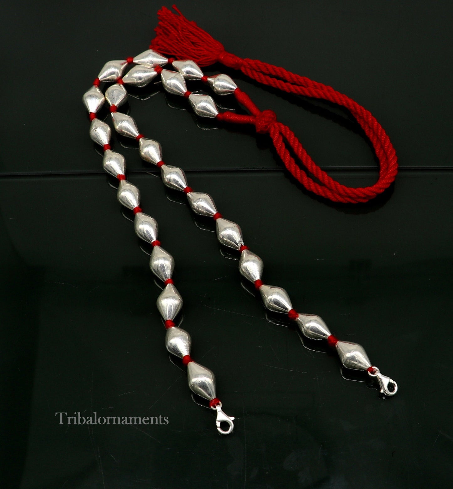 925 sterling silver handmade oval shape beaded adjustable string for pendant or Mangalsutra, best customized ethnic jewelry ideas set268 - TRIBAL ORNAMENTS