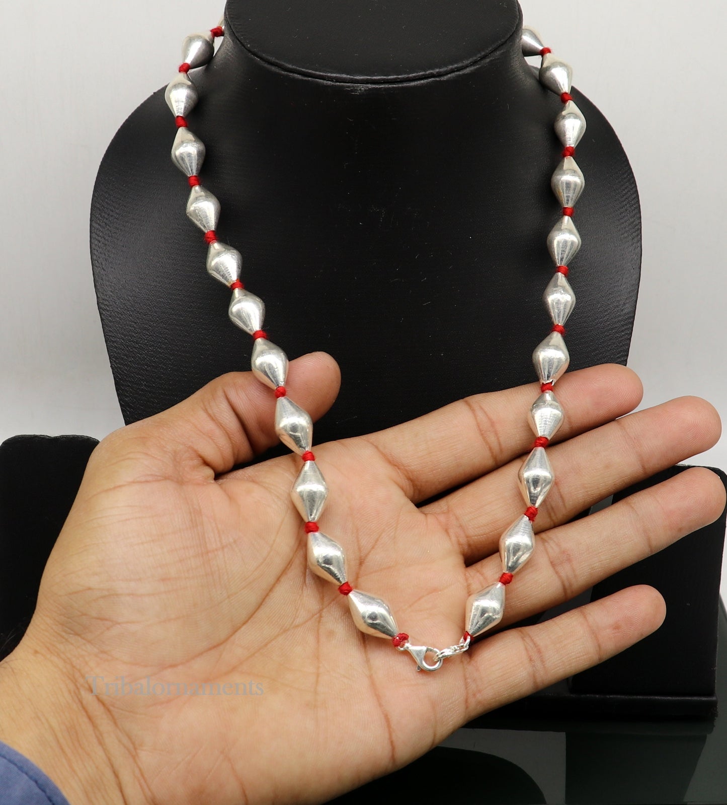 925 sterling silver handmade oval shape beaded adjustable string for pendant or Mangalsutra, best customized ethnic jewelry ideas set268 - TRIBAL ORNAMENTS