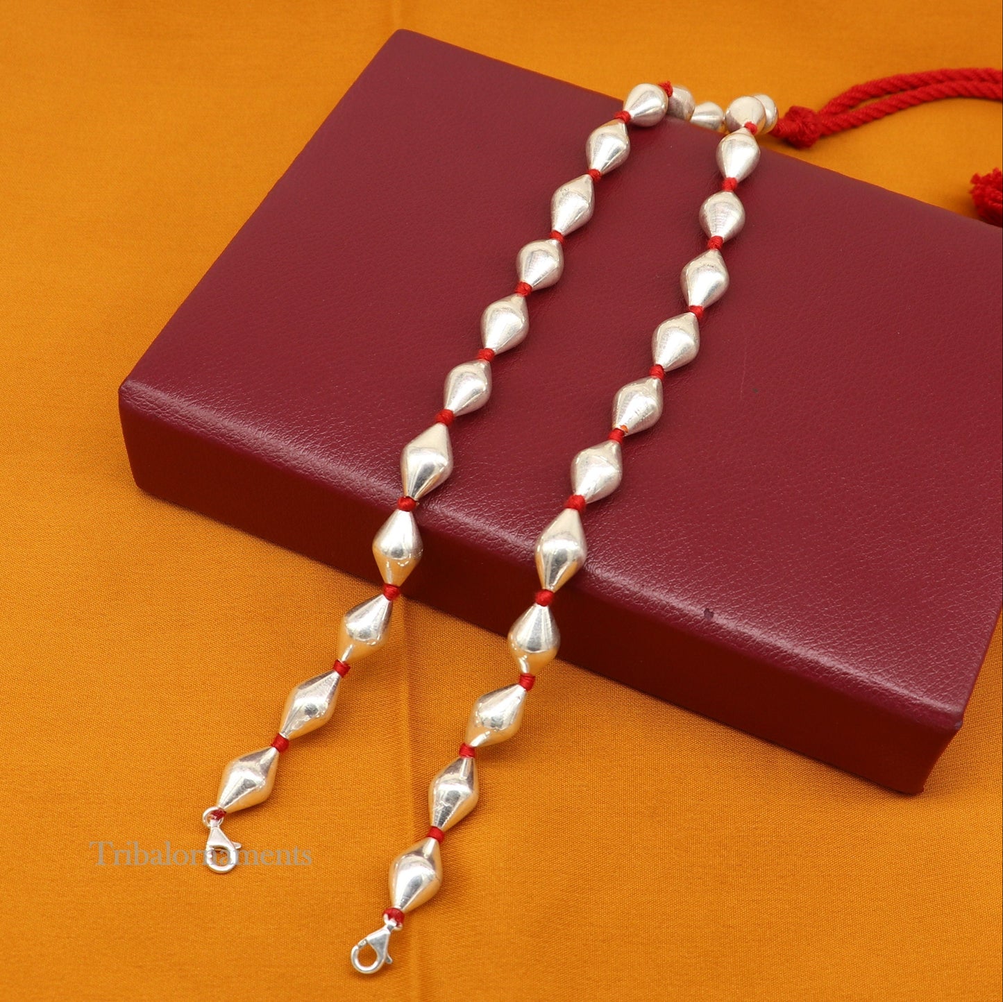 925 sterling silver handmade oval shape beaded adjustable string for pendant or Mangalsutra, best customized ethnic jewelry ideas set268 - TRIBAL ORNAMENTS