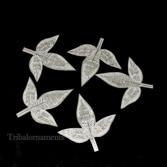 Lot 5 pcs bel Patra Solid silver handmade solid belva patra, shiva worshipping/ puja article, belpatra or belva tree leaves india su508 - TRIBAL ORNAMENTS