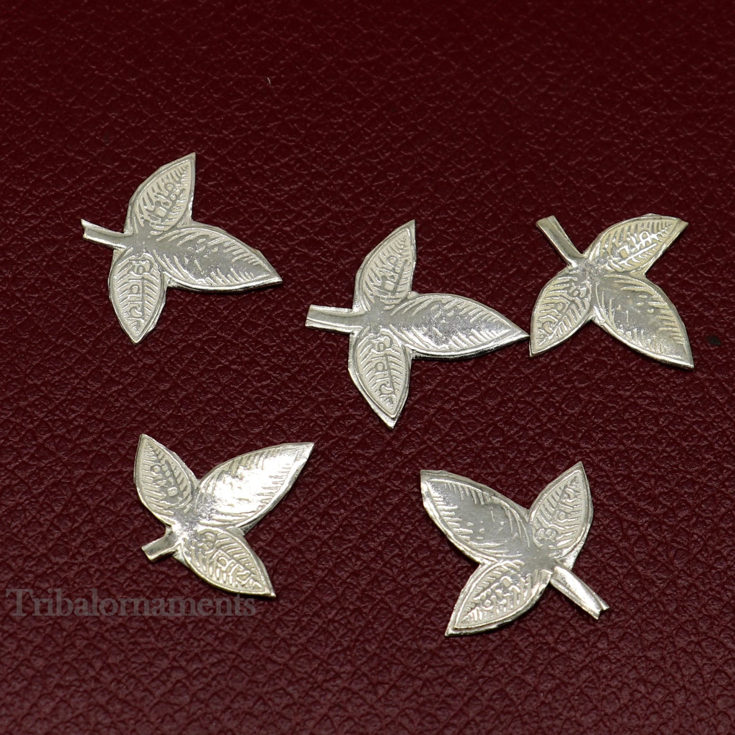 2 cm Lord Shiva bel Patra Solid silver handmade solid belva patra, shiva worshipping/ puja article, bel tree leaves for puja su510 - TRIBAL ORNAMENTS