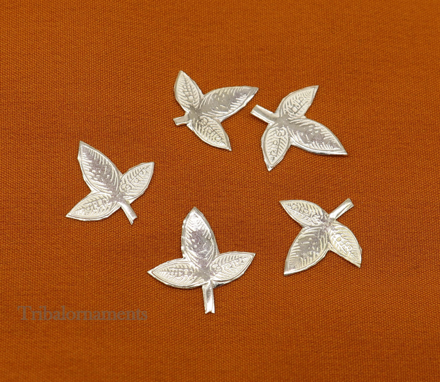 2 cm Lord Shiva bel Patra Solid silver handmade solid belva patra, shiva worshipping/ puja article, bel tree leaves for puja su510 - TRIBAL ORNAMENTS