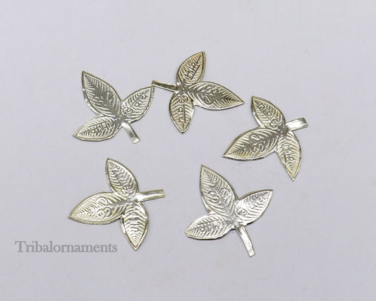 2.5 cm bel Patra Solid silver handmade solid belva patra, Lord shiva mantra worshipping/ puja article, bel tree leaves for puja su511 - TRIBAL ORNAMENTS