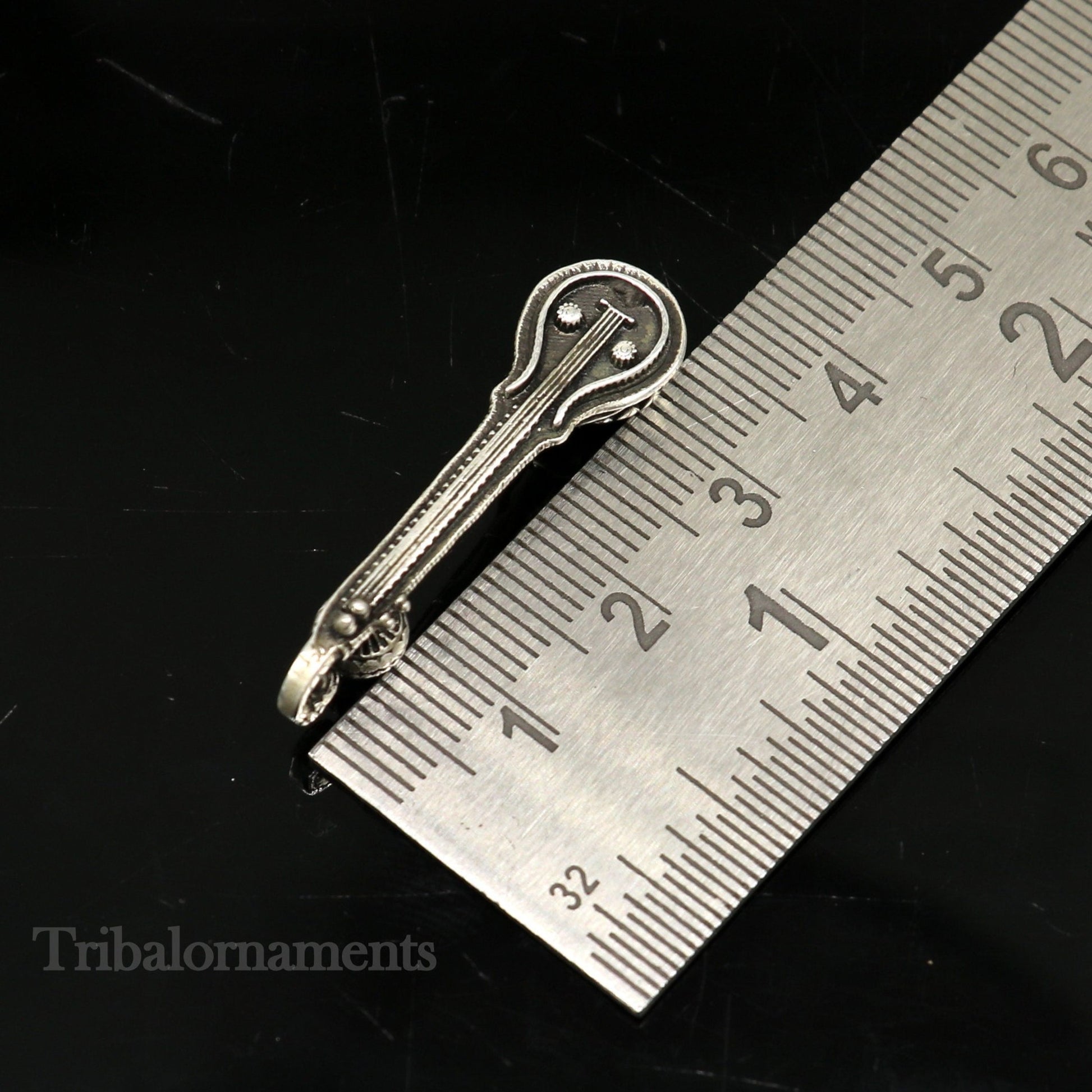 Small Saraswati Veena, 925 sterling silver musical instrument Veena for Goddess Sharda, best gifting puja article for Hindu temple su514 - TRIBAL ORNAMENTS