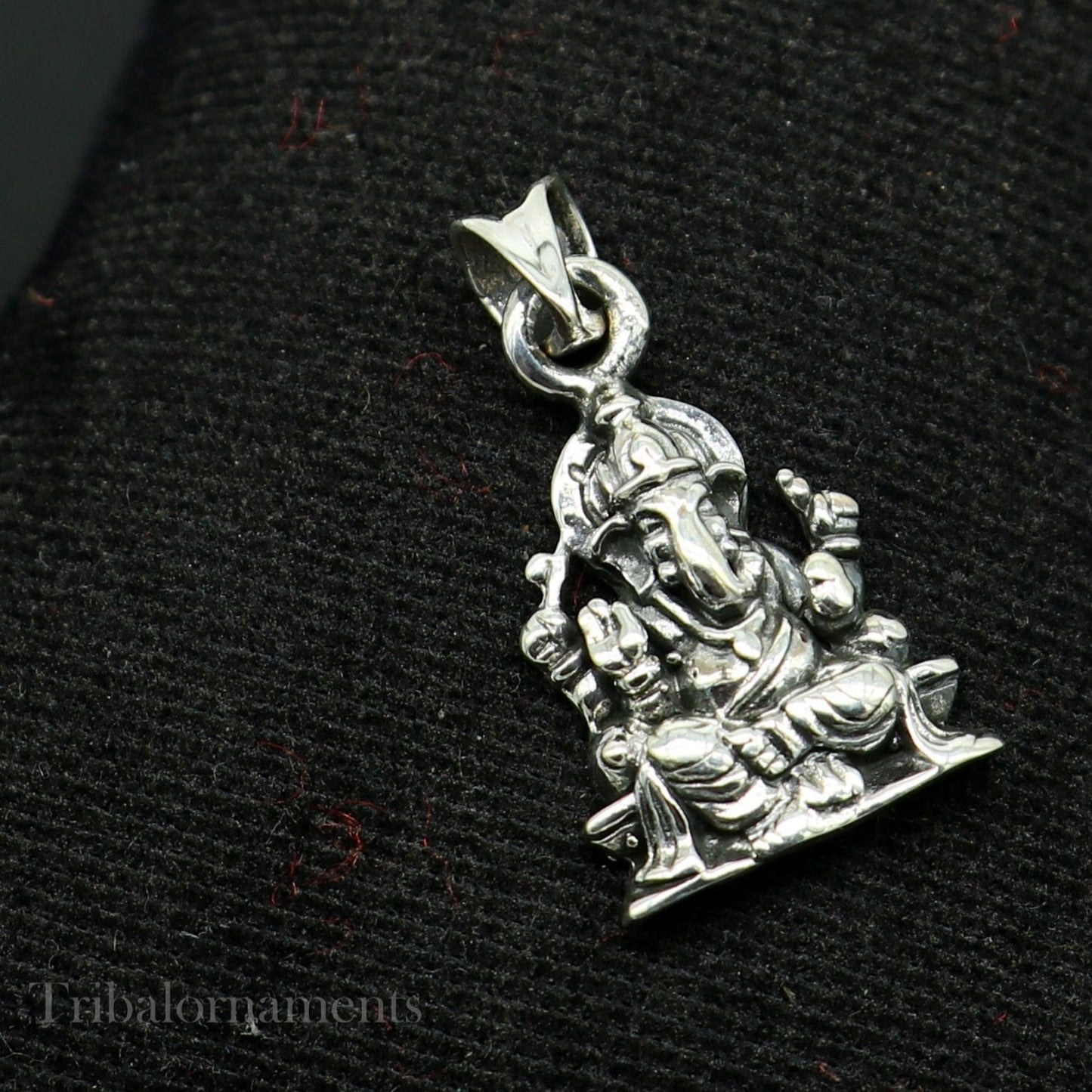 Divine lord Ganesha blessing pendant, excellent vintage designer 925 sterling silver handmade jewelry from indiassp968 - TRIBAL ORNAMENTS