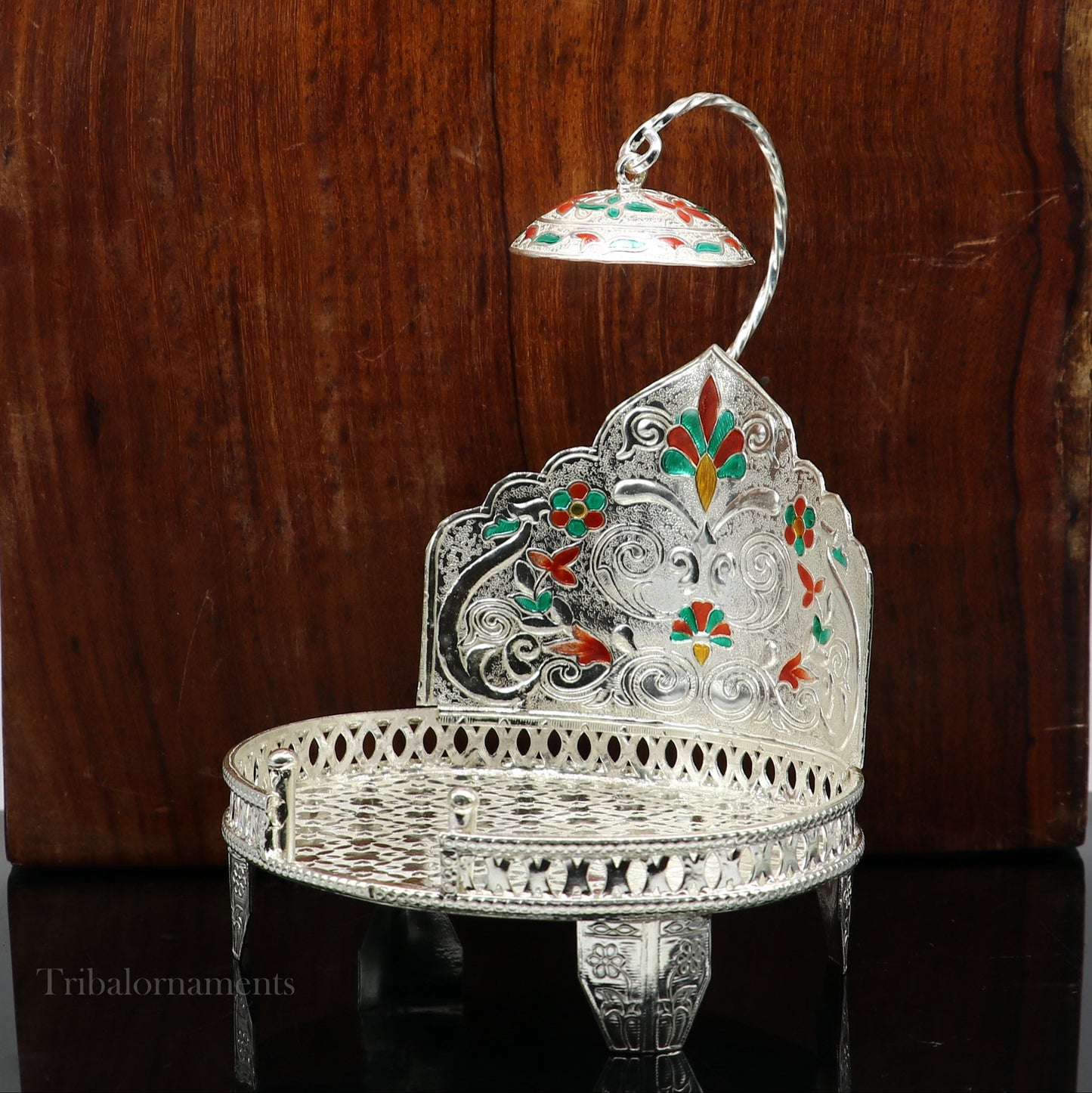 925 sterling silver handmade vintage style Sinhasan, God throne, god statue's chair Singhasan, temple puja Aasan chouki article su568 - TRIBAL ORNAMENTS