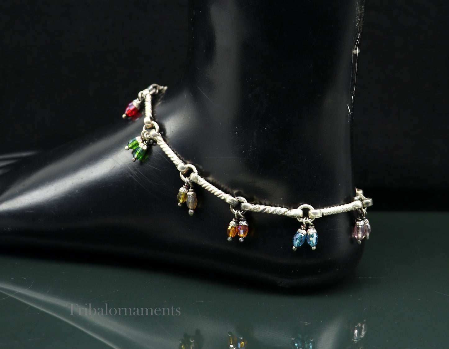 10.2" Solid sterling silver handmade old vintage antique used anklets ,amazing ethnic tribal ankle jewelry belly dance jewelry anko57 - TRIBAL ORNAMENTS