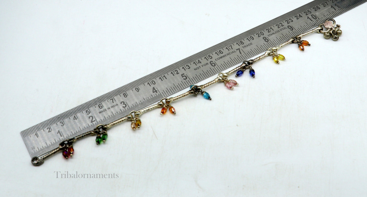 10.2" Solid sterling silver handmade old vintage antique used anklets ,amazing ethnic tribal ankle jewelry belly dance jewelry anko57 - TRIBAL ORNAMENTS