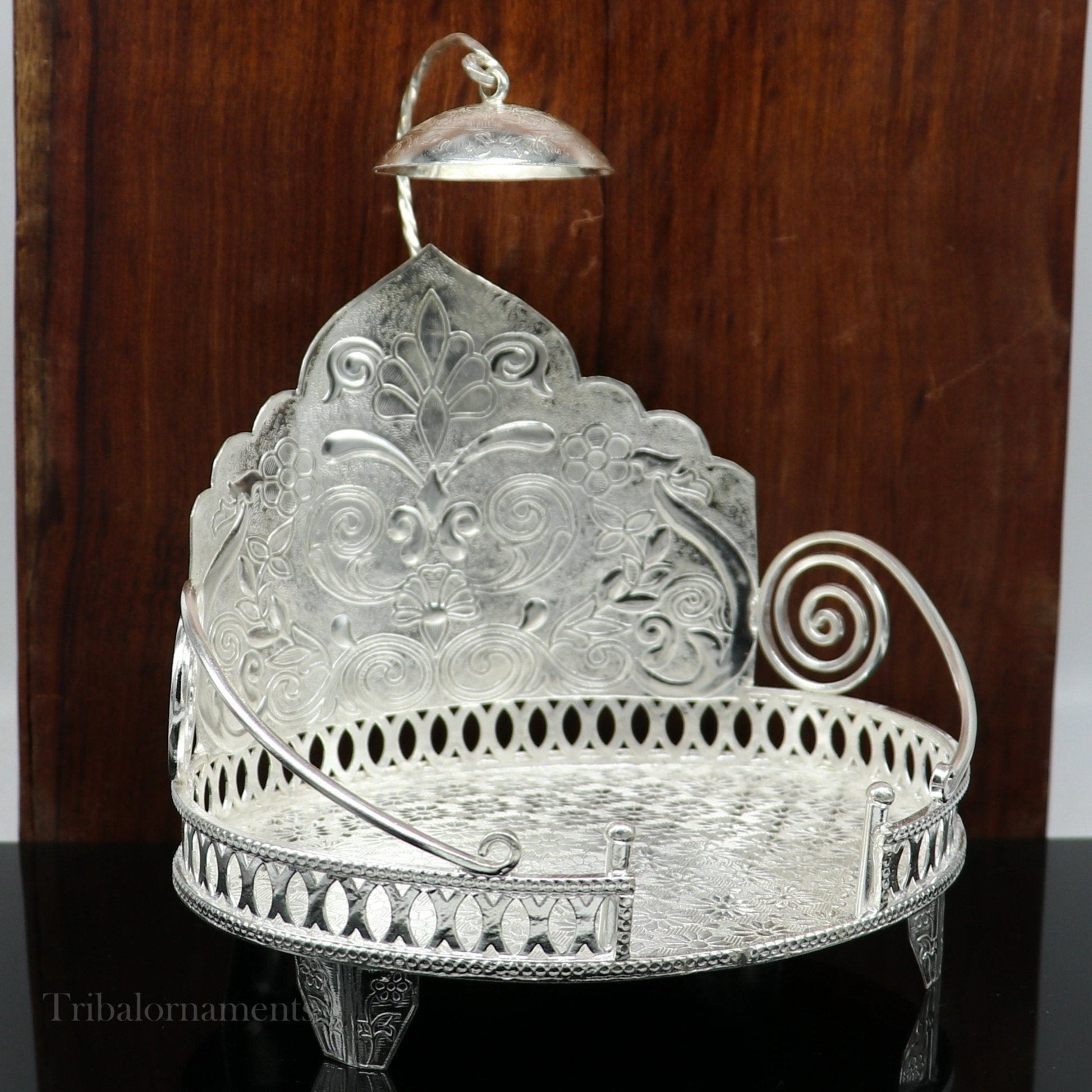 Vintage style 925 sterling silver solid Sinhasan, idol god throne, god statue's stand chair, temple puja article best collectible gift su570 - TRIBAL ORNAMENTS