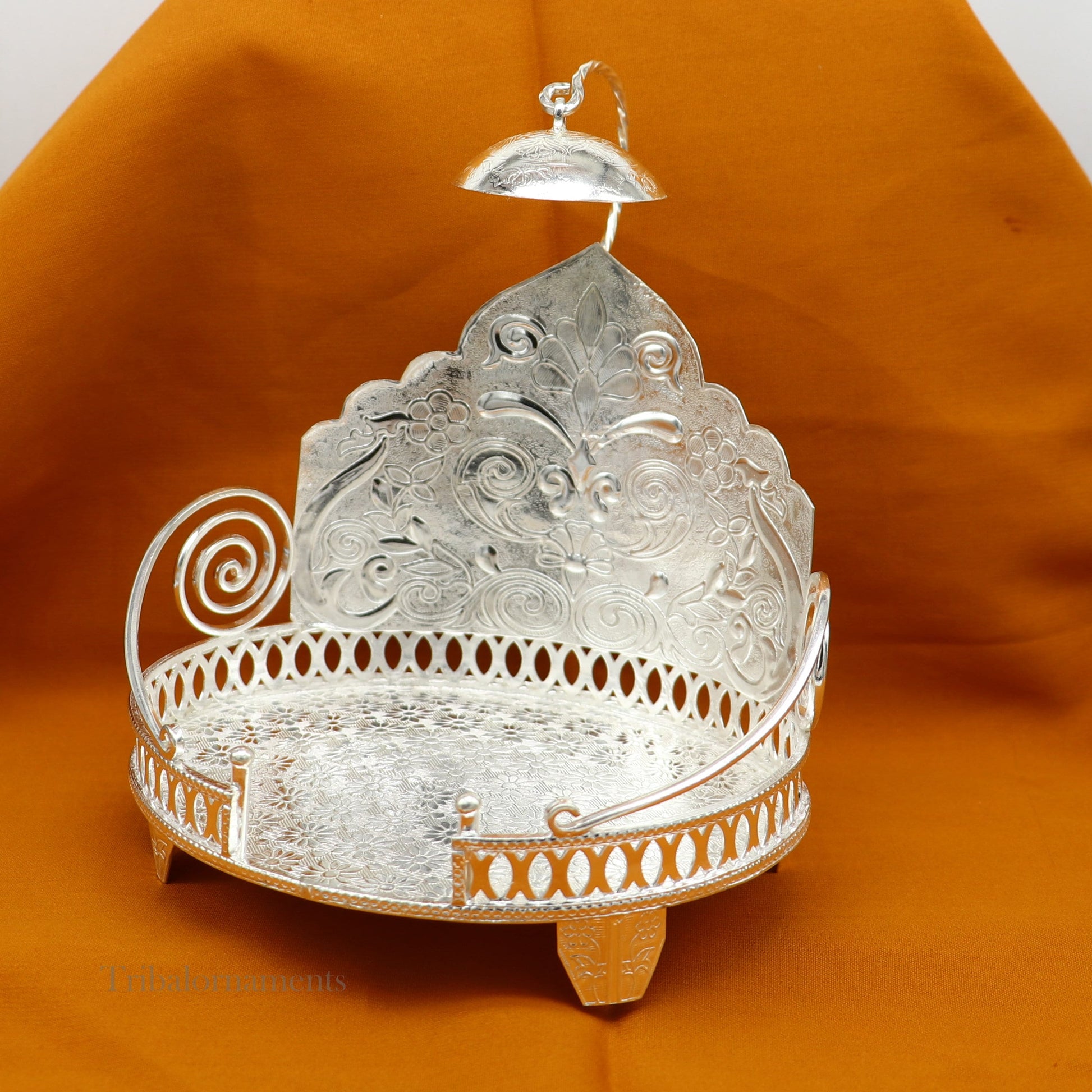 Vintage style 925 sterling silver solid Sinhasan, idol god throne, god statue's stand chair, temple puja article best collectible gift su570 - TRIBAL ORNAMENTS
