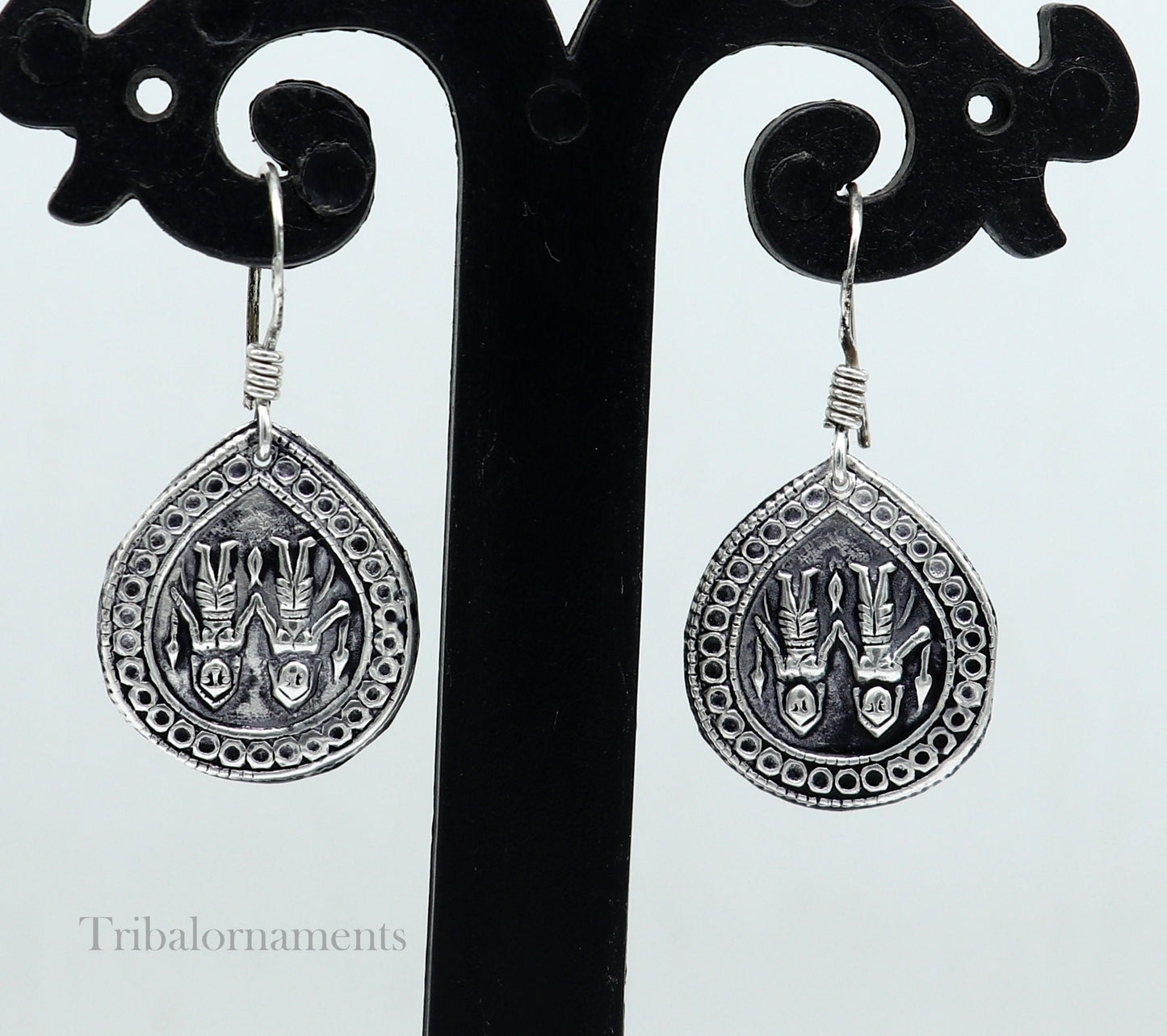 Handmade 925 sterling silver excellent customized traditional indian style hoops earring, amazing tribal ethnic earring ear959 - TRIBAL ORNAMENTS