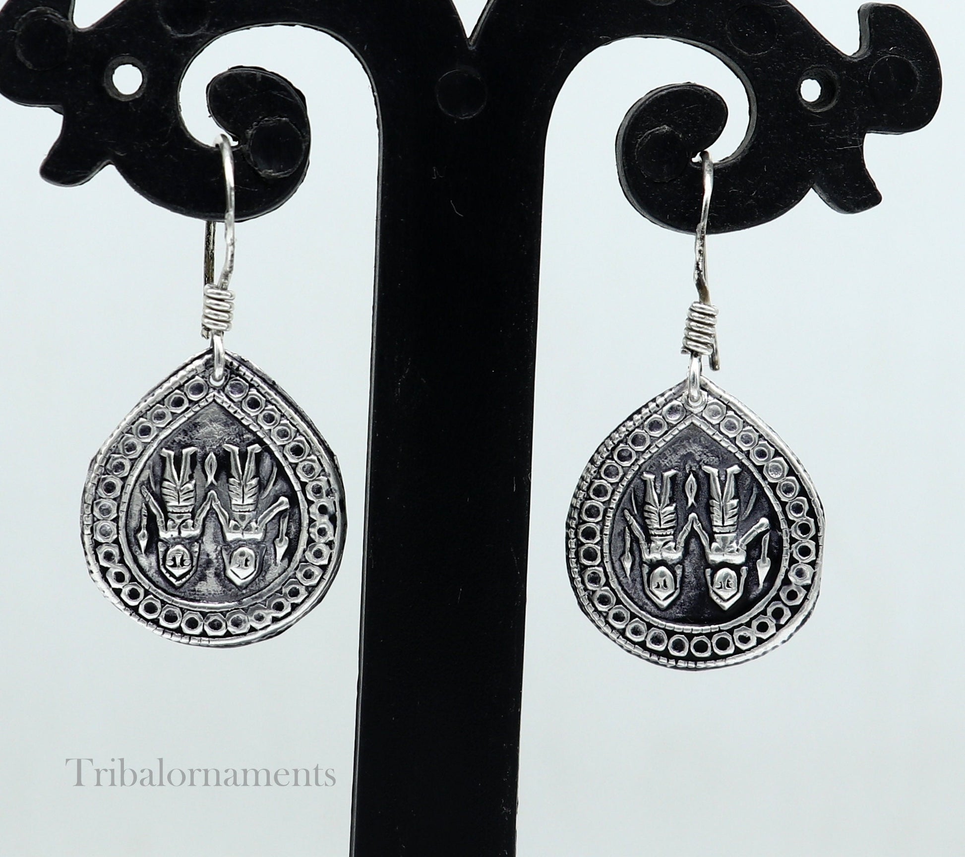 Handmade 925 sterling silver excellent customized traditional indian style hoops earring, amazing tribal ethnic earring ear959 - TRIBAL ORNAMENTS