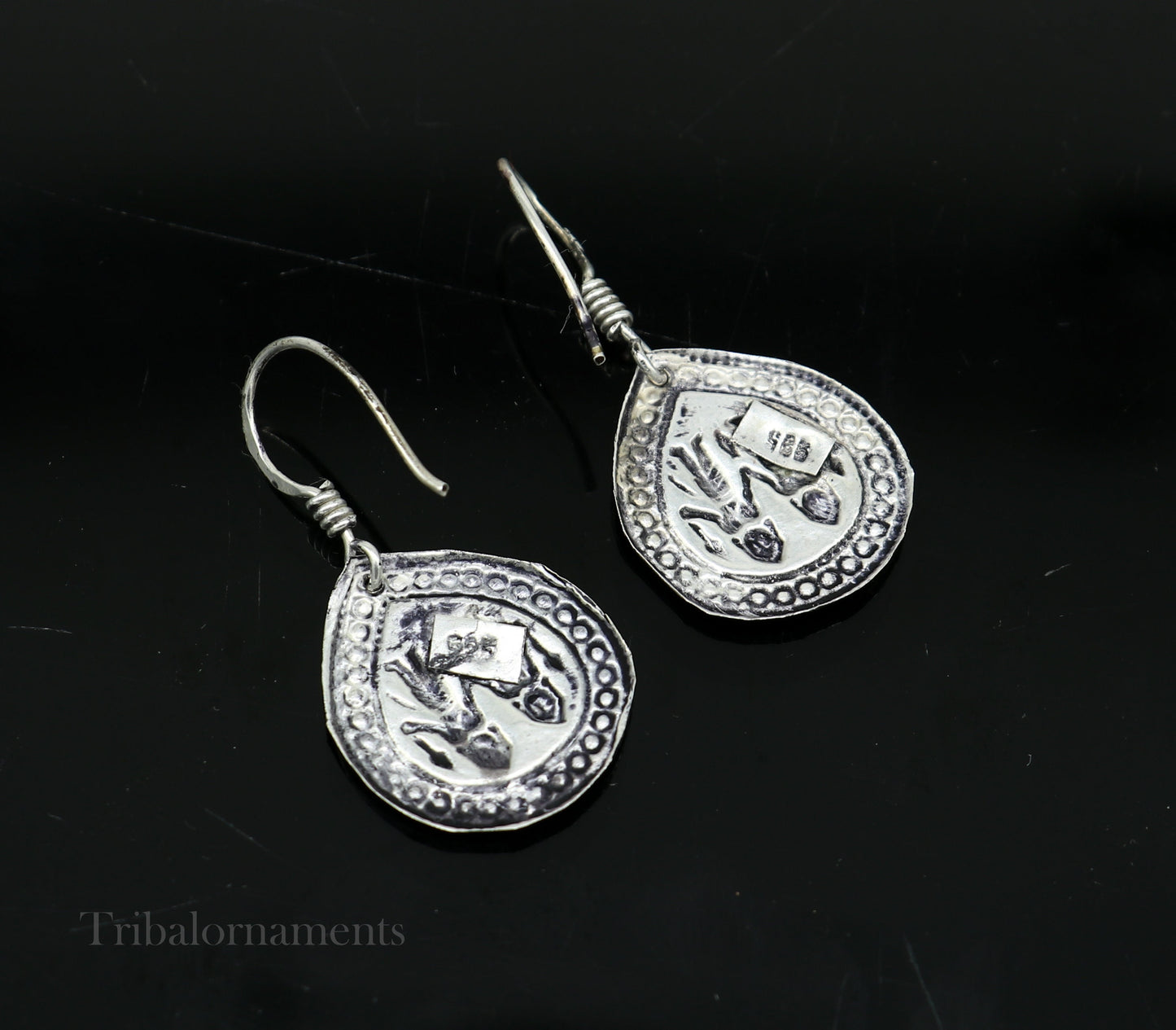 Handmade 925 sterling silver excellent customized traditional indian style hoops earring, amazing tribal ethnic earring ear959 - TRIBAL ORNAMENTS