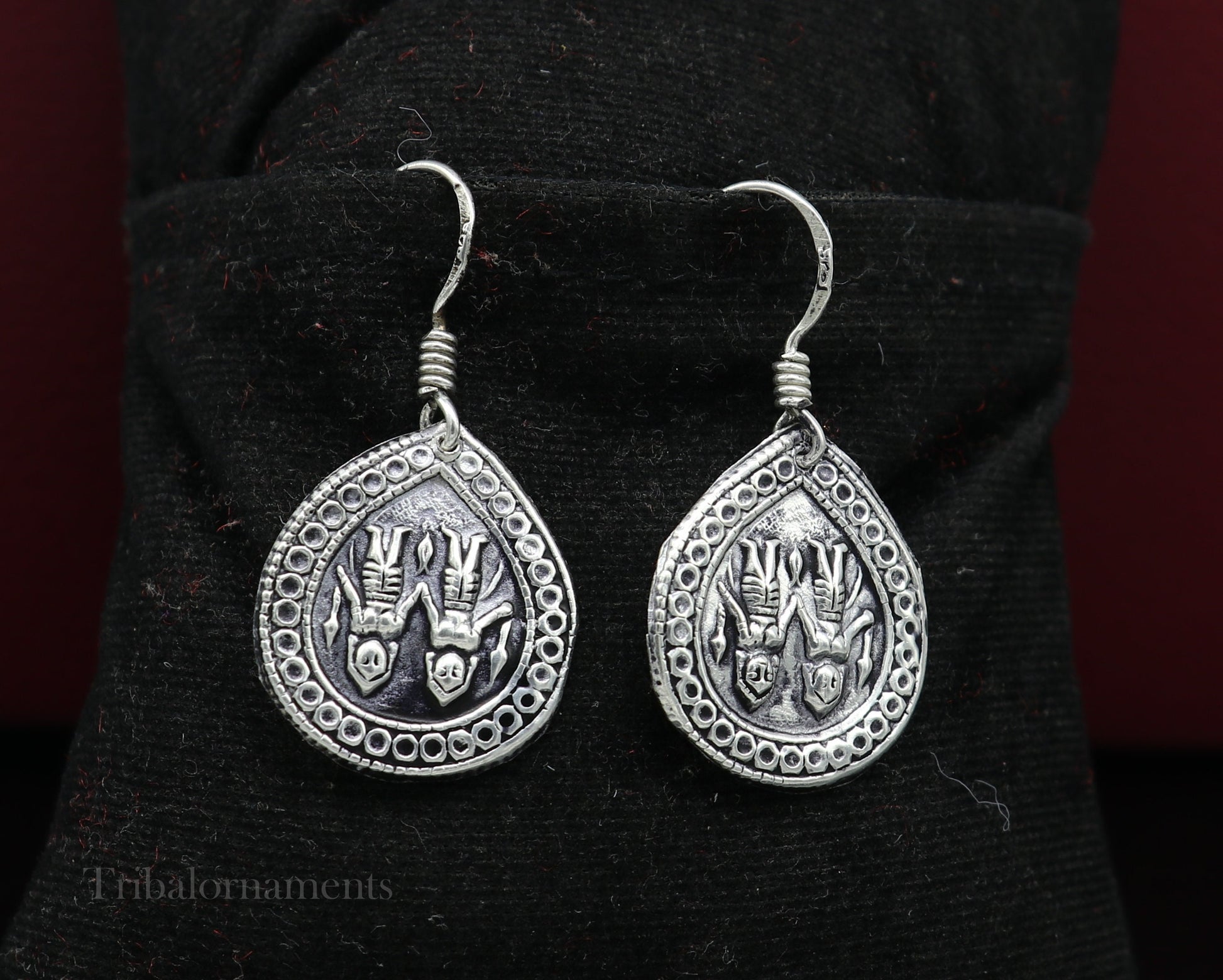 Handmade 925 sterling silver excellent customized traditional indian style hoops earring, amazing tribal ethnic earring ear959 - TRIBAL ORNAMENTS