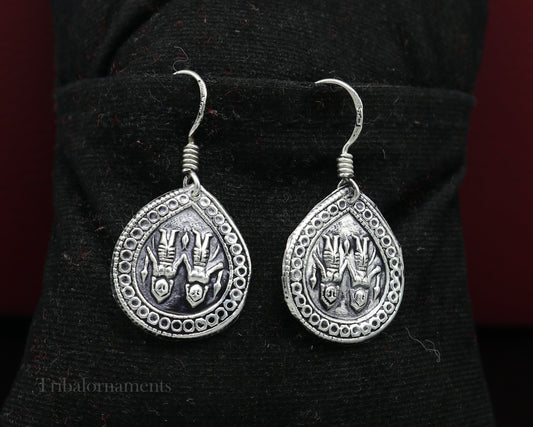 Handmade 925 sterling silver excellent customized traditional indian style hoops earring, amazing tribal ethnic earring ear959 - TRIBAL ORNAMENTS