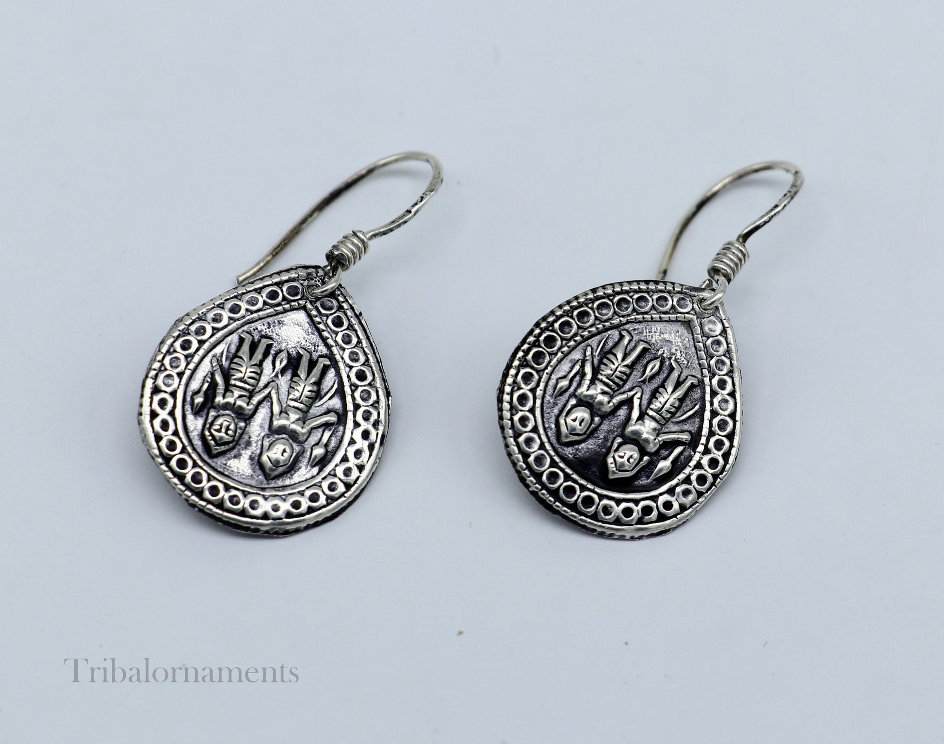 Handmade 925 sterling silver excellent customized traditional indian style hoops earring, amazing tribal ethnic earring ear959 - TRIBAL ORNAMENTS