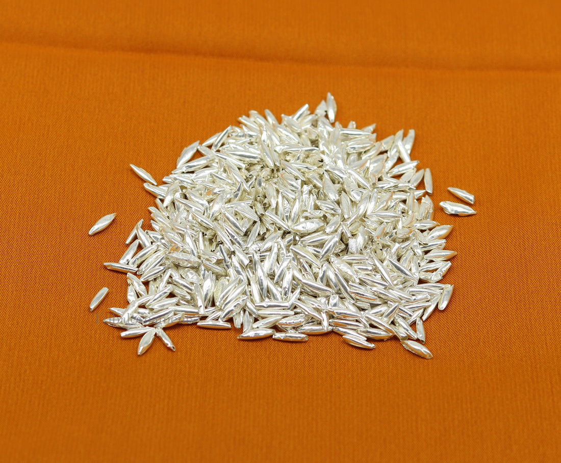 Silver rice silver Akshat, silver chawal for diwali puja, best worshipping silver article tiny silver nuts from india su556 - TRIBAL ORNAMENTS