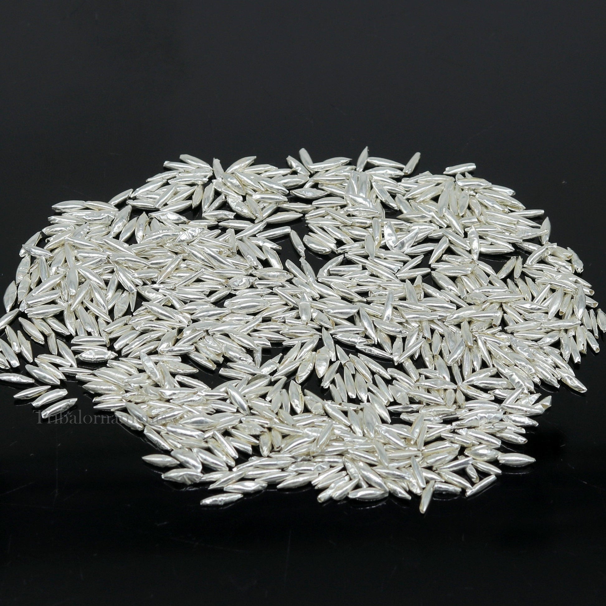 Silver rice silver Akshat, silver chawal for diwali puja, best worshipping silver article tiny silver nuts from india su556 - TRIBAL ORNAMENTS