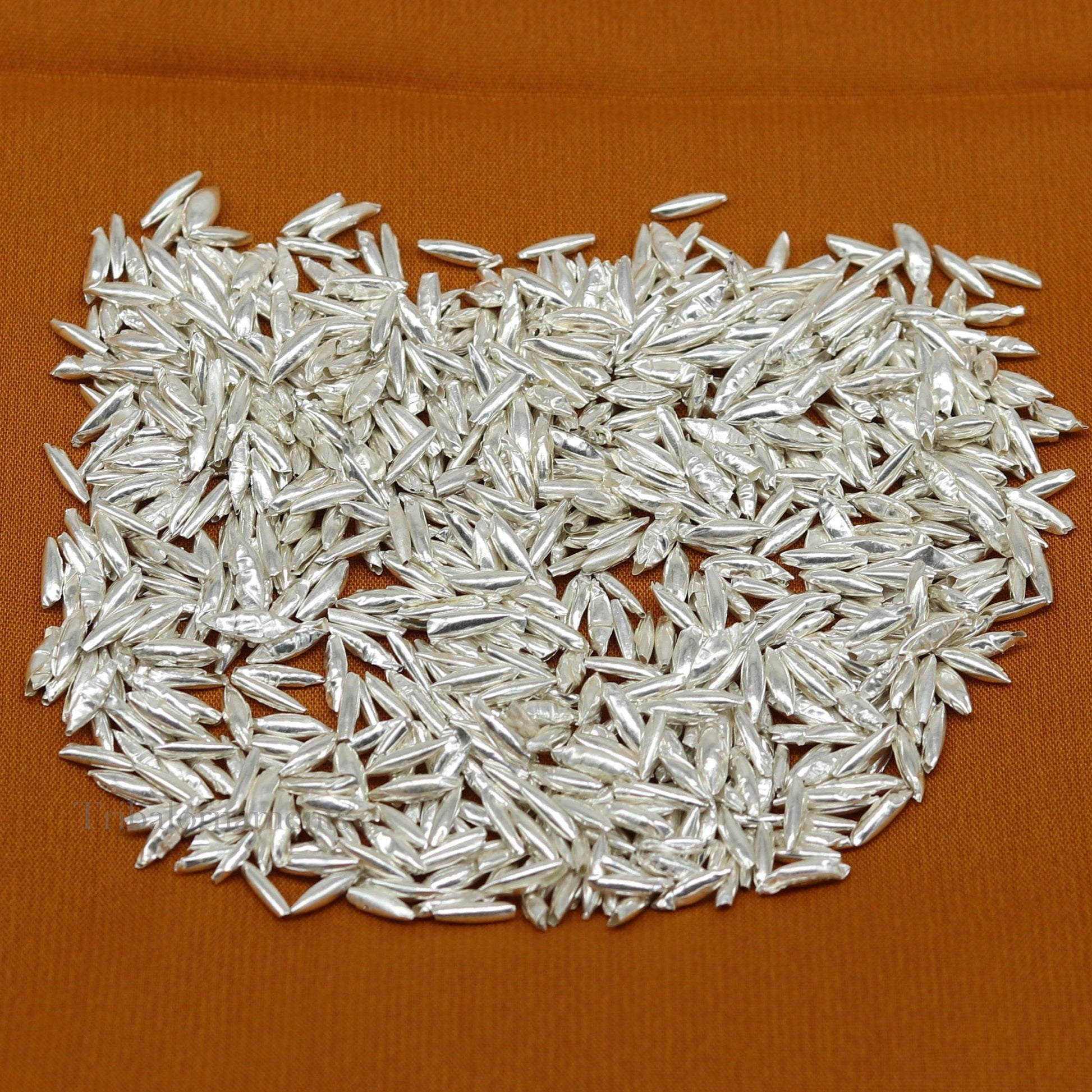 Silver rice silver Akshat, silver chawal for diwali puja, best worshipping silver article tiny silver nuts from india su556 - TRIBAL ORNAMENTS