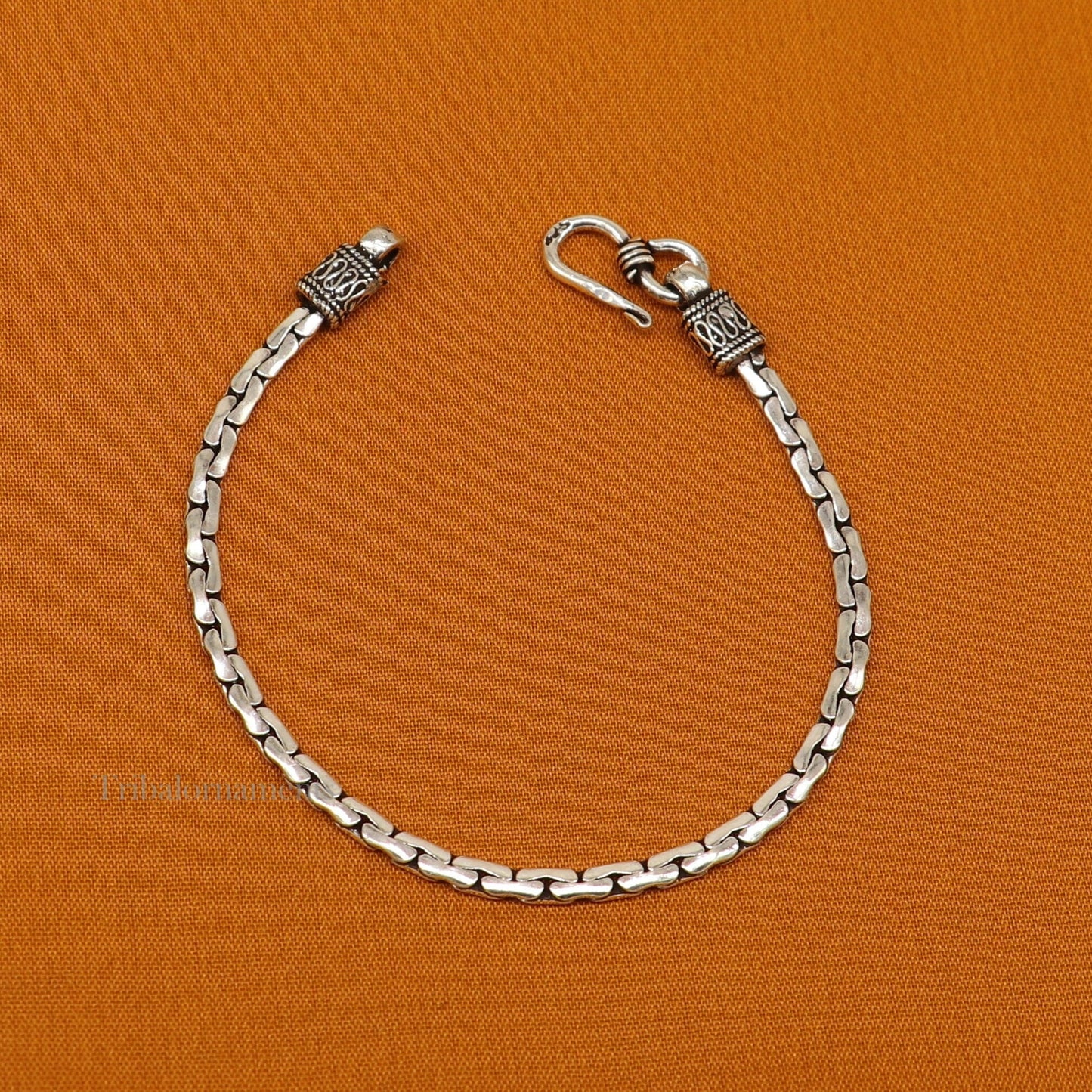 925 sterling silver 6.5 inches customized vintage design girl's jewelry bracelet from india, best light weight gift from india nsbr353 - TRIBAL ORNAMENTS