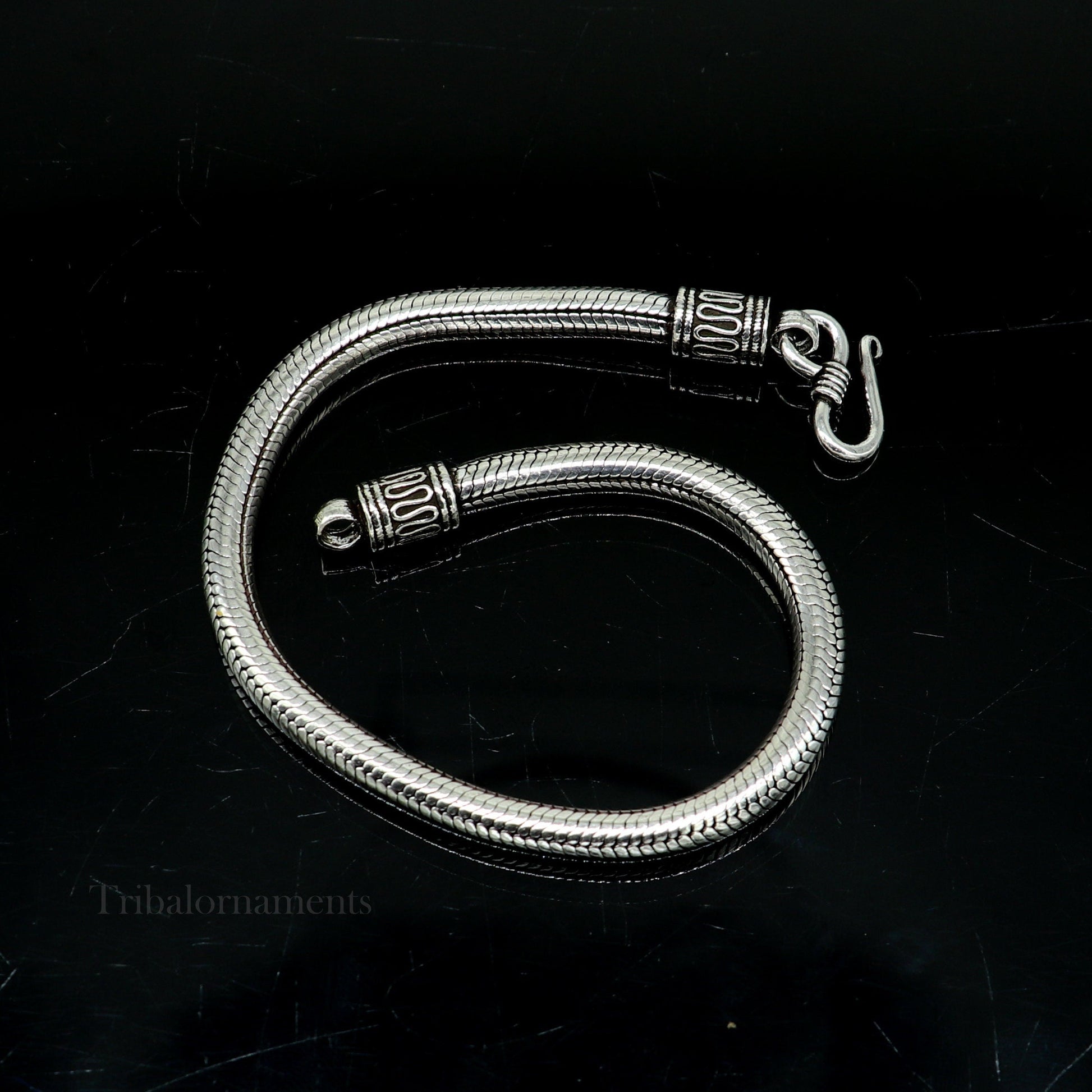 4.5 mm Solid 925 sterling silver Amazing vintage style snake chain handmade bracelet unisex indian tribal best unisex gifting jewelry sbr228 - TRIBAL ORNAMENTS
