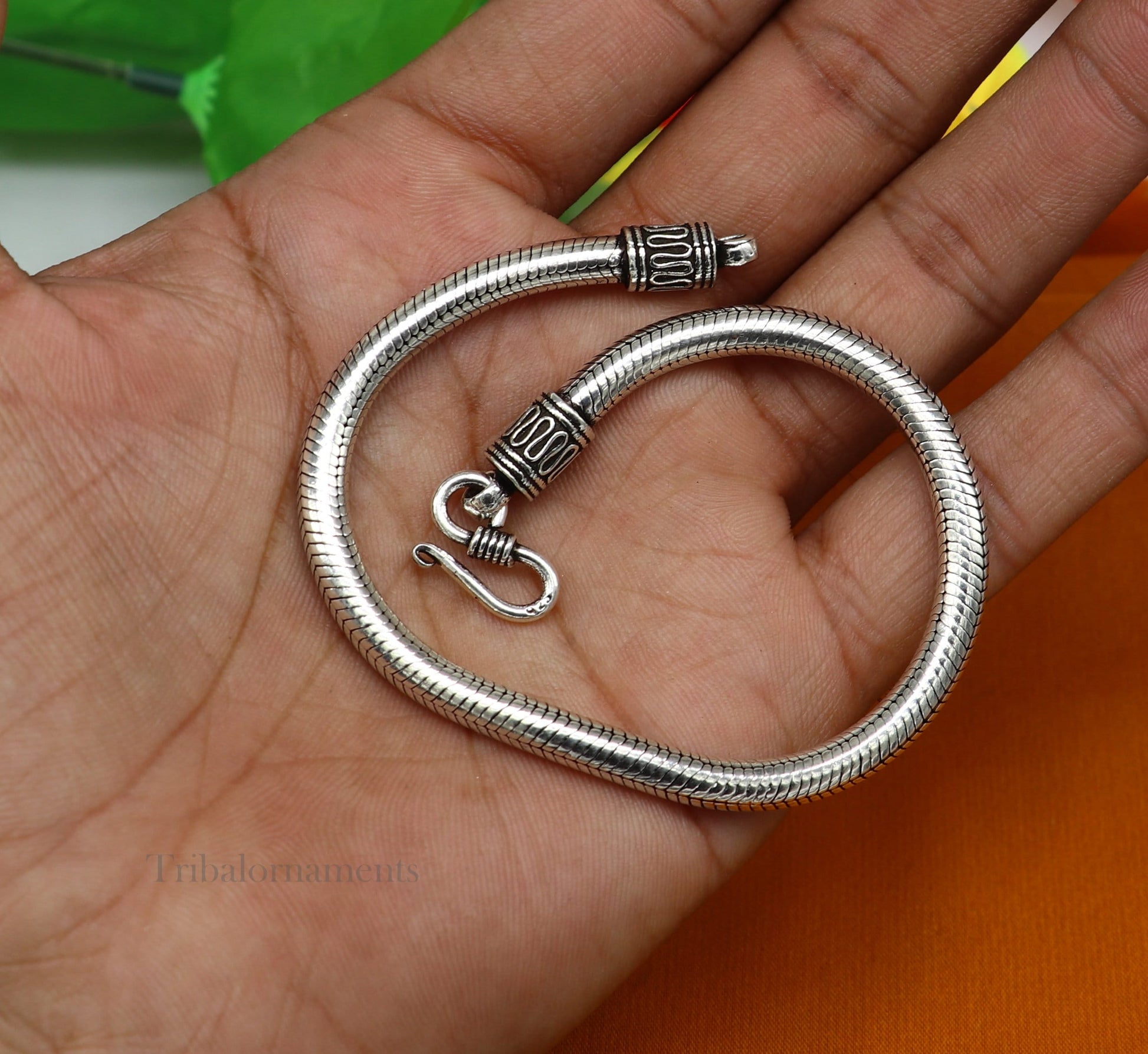 4.5 mm Solid 925 sterling silver Amazing vintage style snake chain handmade bracelet unisex indian tribal best unisex gifting jewelry sbr228 - TRIBAL ORNAMENTS