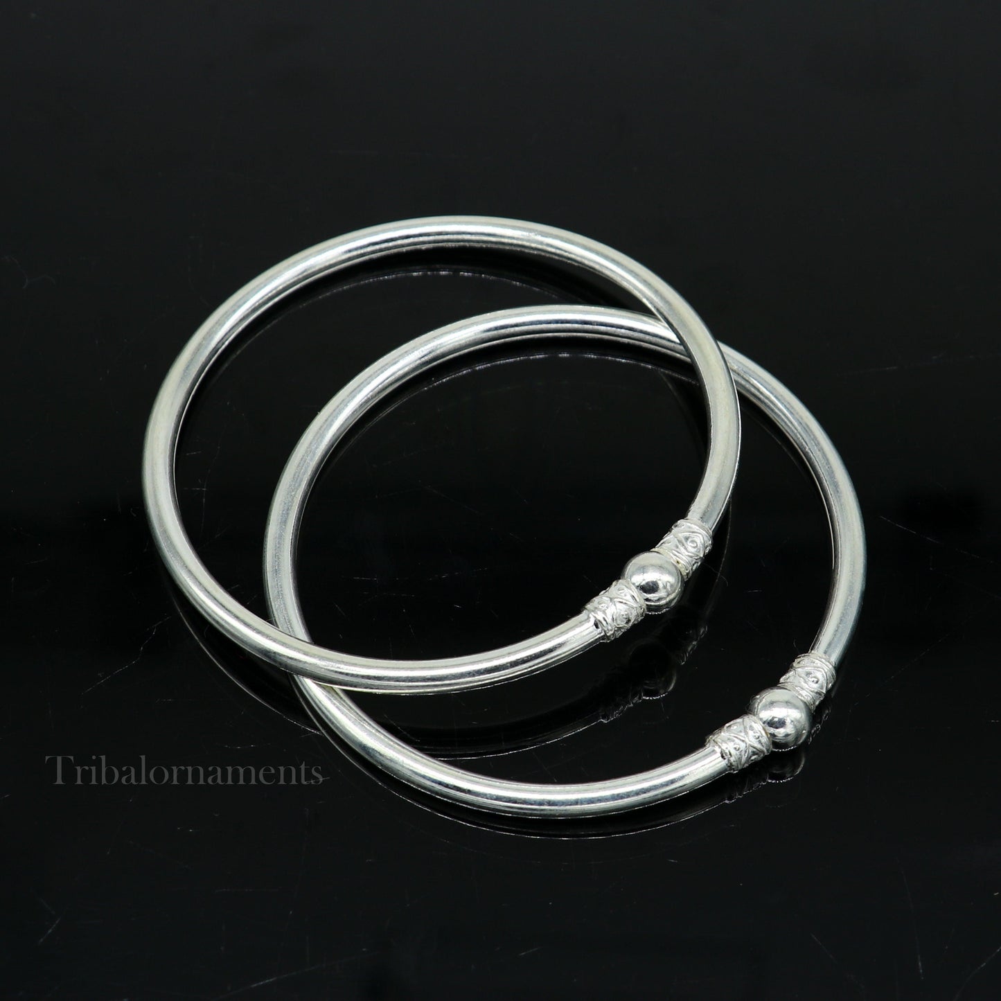 Exclusive design handmade sterling silver plain shiny Round bangle bracelet kada best fancy stylish brides bangle belly dance jewelry nba227 - TRIBAL ORNAMENTS