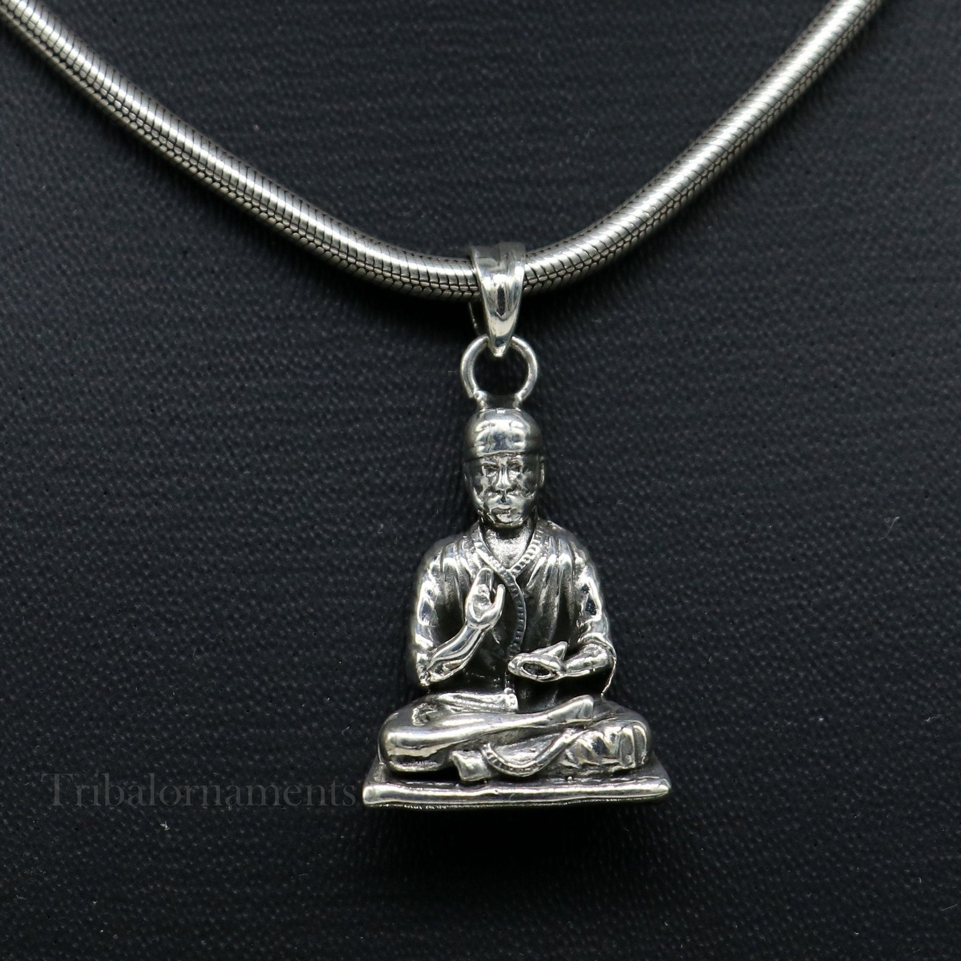 925 sterling silver handmade Indian idol Sai Baba pendant, amazing stylish unisex pendant locket personalized jewelry tribal jewelry ssp935 - TRIBAL ORNAMENTS