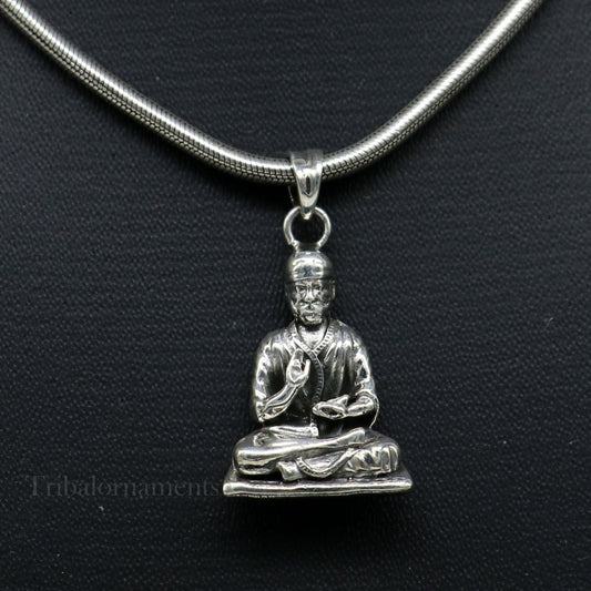 925 sterling silver handmade Indian idol Sai Baba pendant, amazing stylish unisex pendant locket personalized jewelry tribal jewelry ssp935 - TRIBAL ORNAMENTS