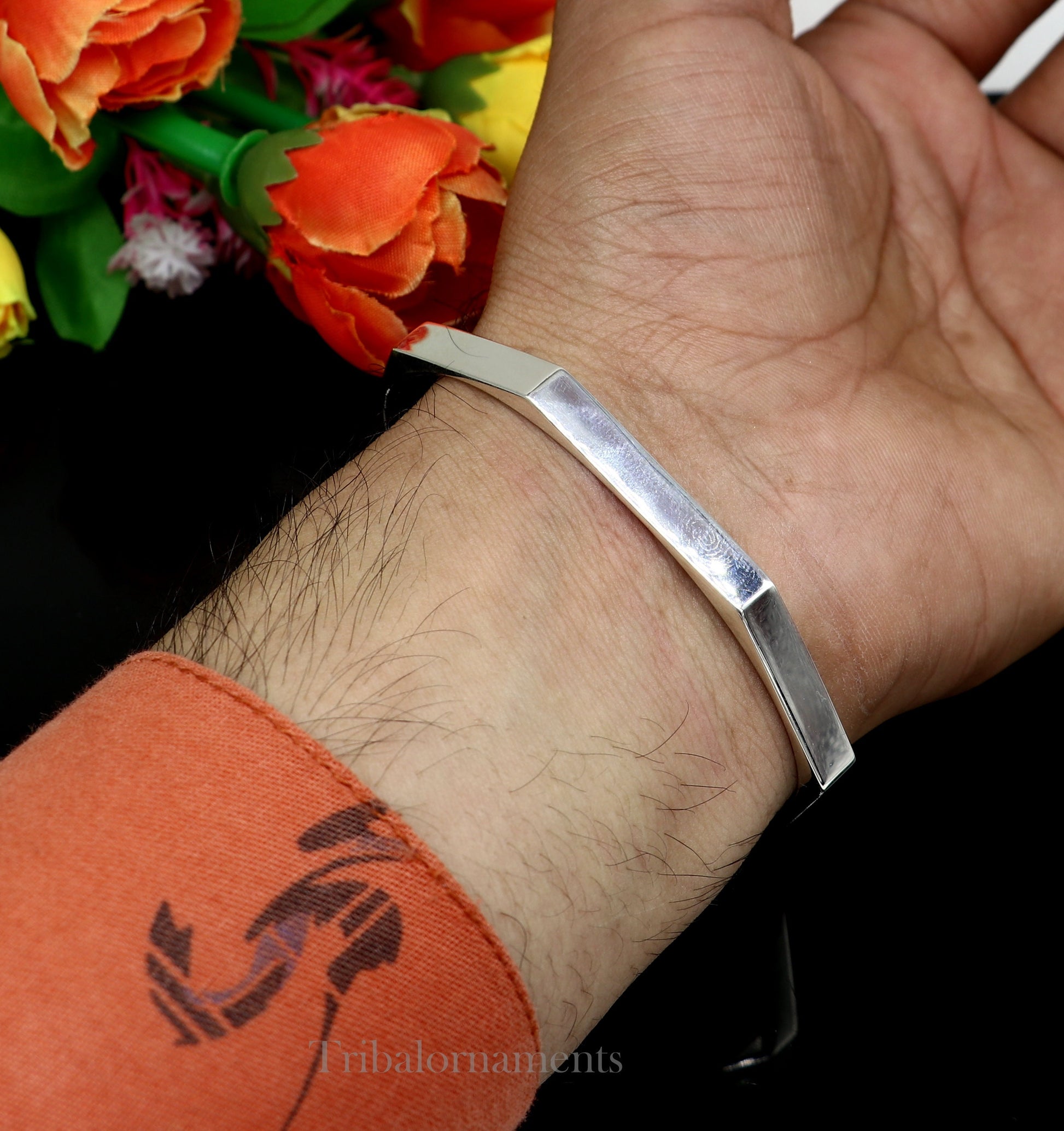 Plain shiny solid 925 sterling silver handmade adjustable cuff bangle bracelet unsex gifting jewelry, solid shiny bracelet nsk374 - TRIBAL ORNAMENTS