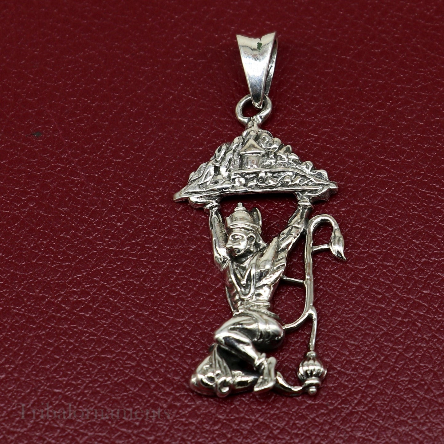 Lord hanuman with mount pendant 92.5 sterling silver handmade divine blessing pendant, amazing craftsmanship pendant gifting jewelry ssp906 - TRIBAL ORNAMENTS