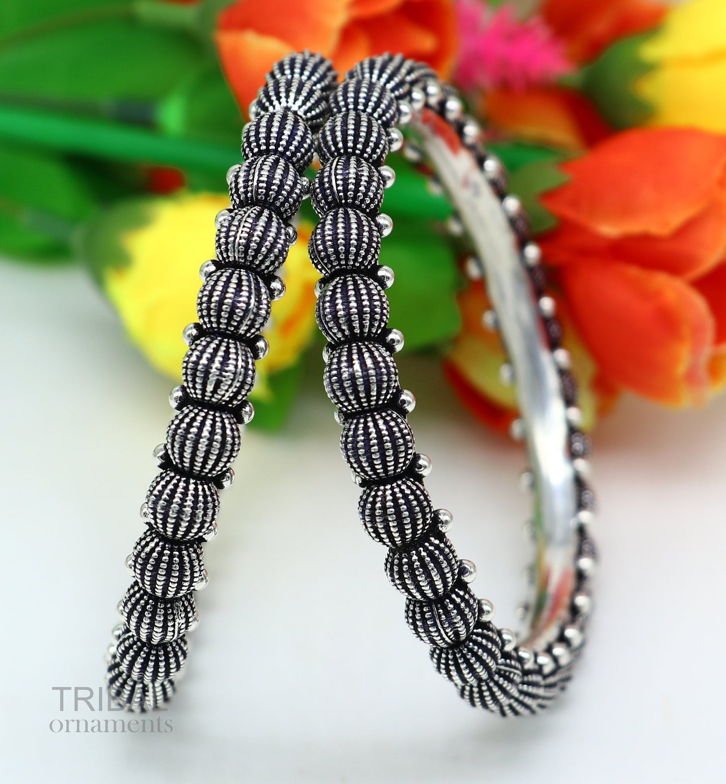 925 sterling silver handmade Indian vintage design bangle bracelet kada stunning stylish tribal brides jewelry gifting ethnic bangles ba121 - TRIBAL ORNAMENTS