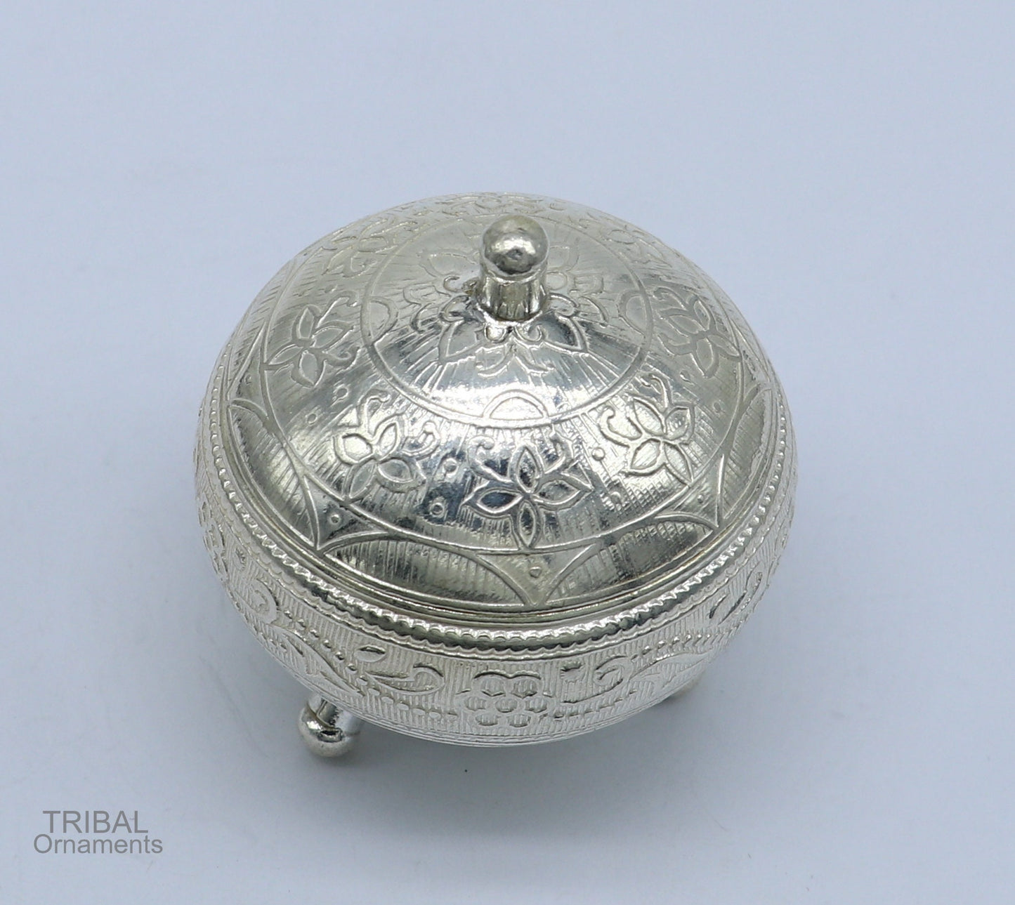 925 Sterling silver handmade fabulous trinket box, solid kumkum box, casket box, sindoor box, enamel work customized gifting box stb270 - TRIBAL ORNAMENTS