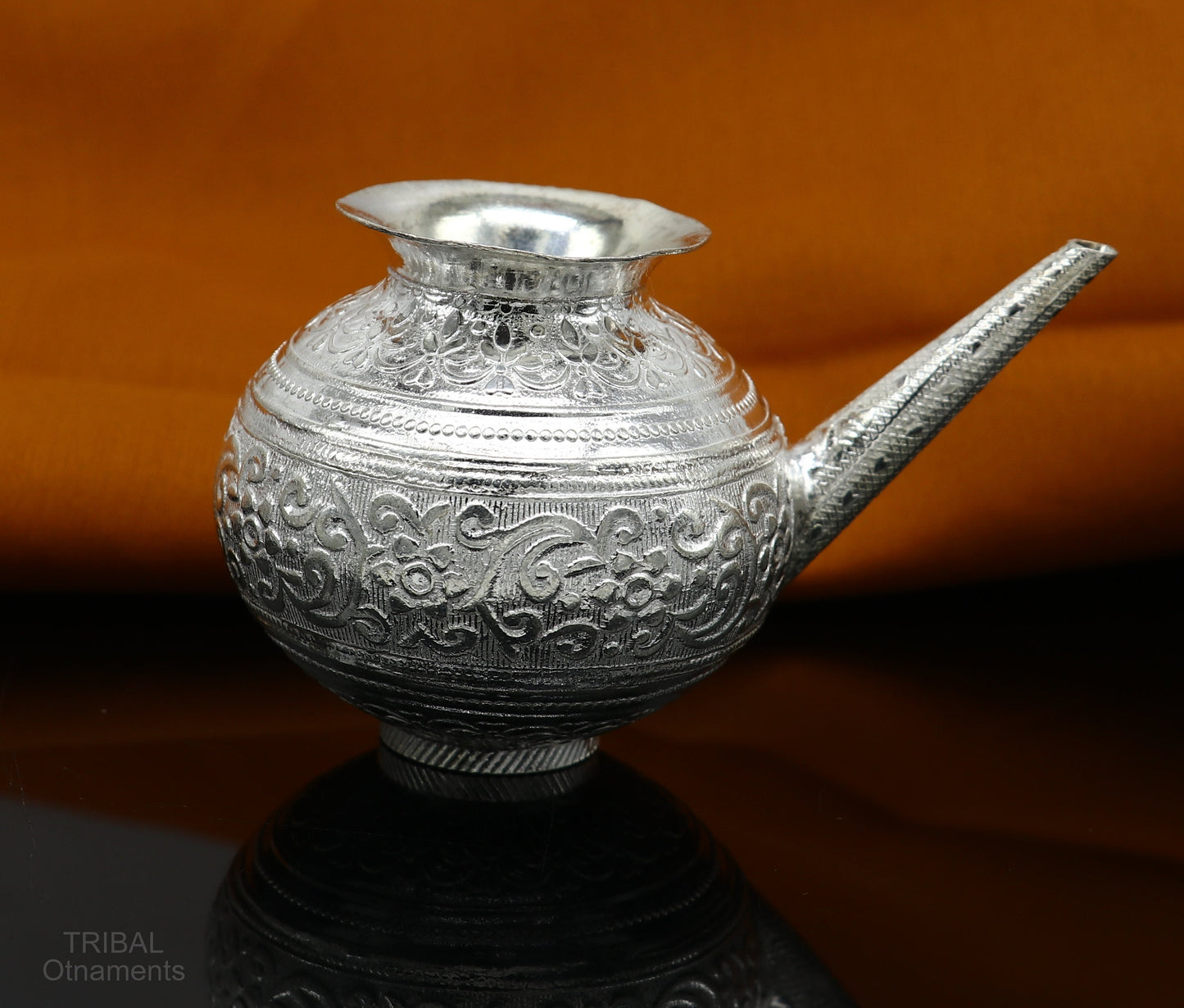 Solid sterling silver handmade GangaJal Kalash or pot, unique silver puja article, water or milk shiva Abhishek kalash pot india su588 - TRIBAL ORNAMENTS