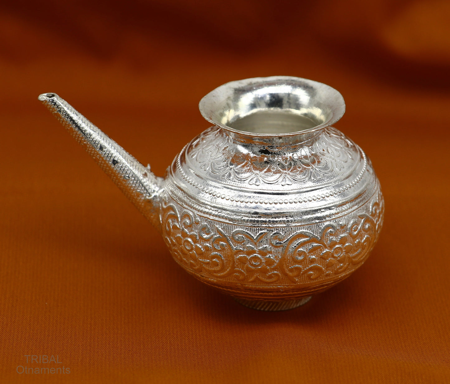 Solid sterling silver handmade GangaJal Kalash or pot, unique silver puja article, water or milk shiva Abhishek kalash pot india su588 - TRIBAL ORNAMENTS