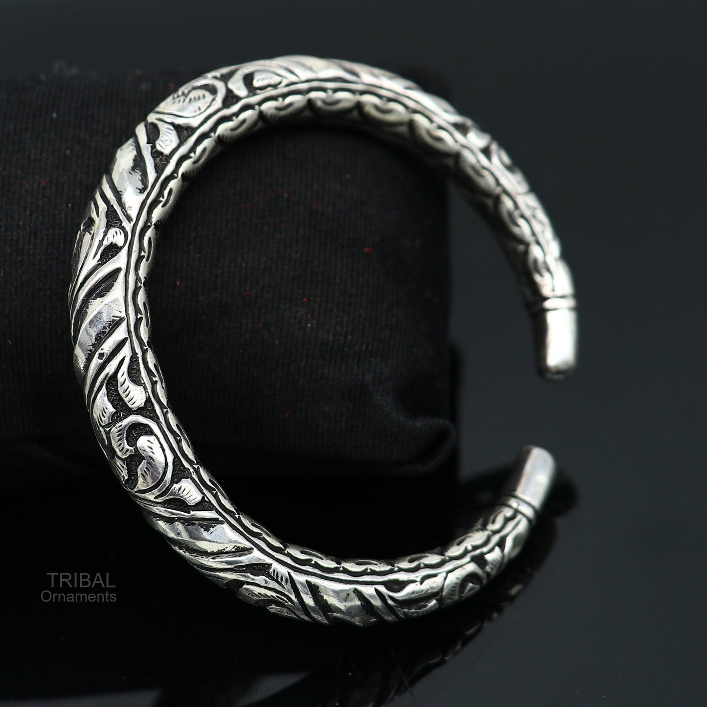 Elegant 925 Sterling silver handcrafted chitai work customized oxidized stylish vintage design bangle bracelet kada tribal jewelry nsk398 - TRIBAL ORNAMENTS