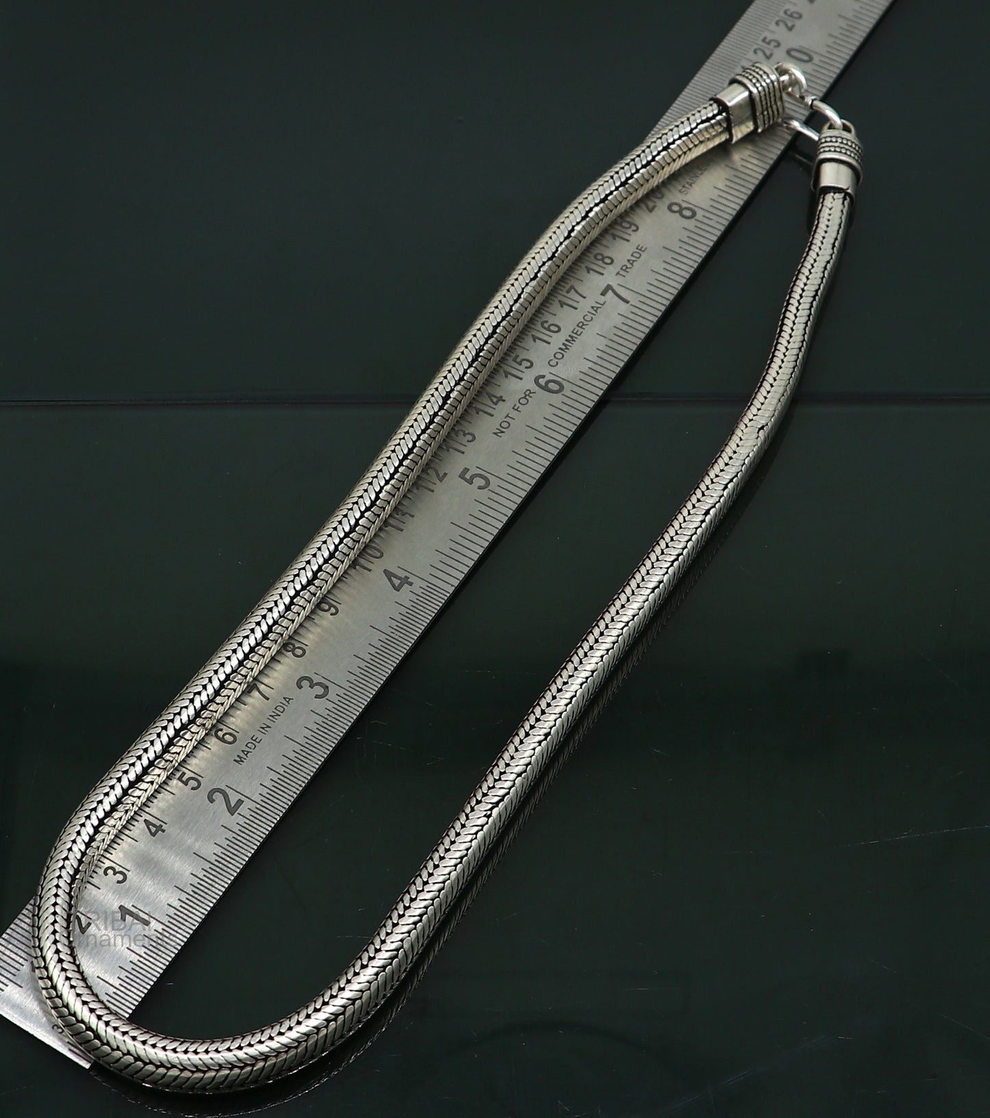 20" inches handmade solid half round D shape snake chain heavy 9mm necklace, amazing luxury royal gifting vintage designer jewelry ch123 - TRIBAL ORNAMENTS