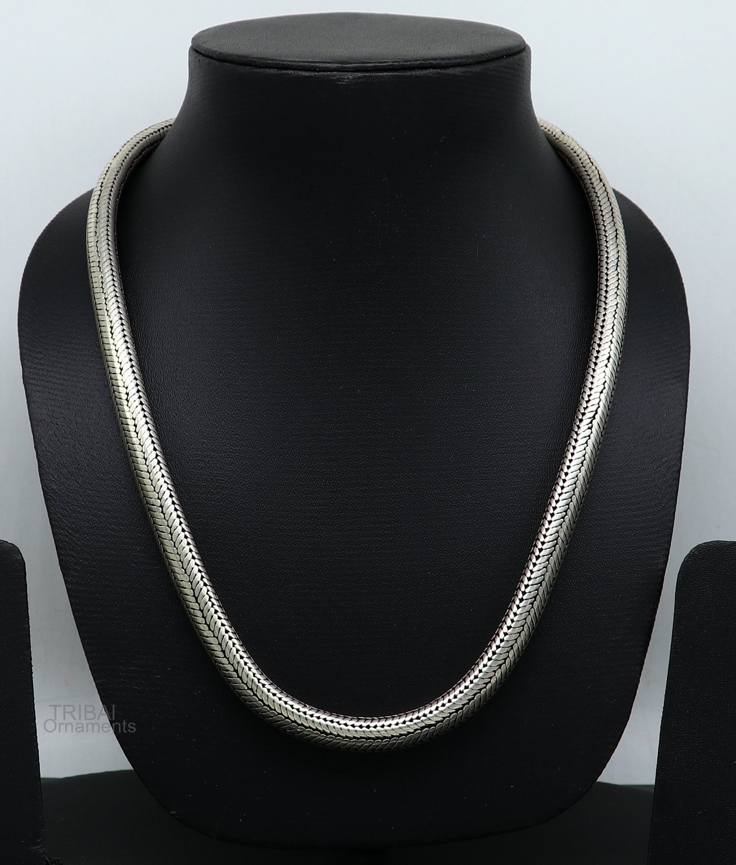 20" inches handmade solid half round D shape snake chain heavy 9mm necklace, amazing luxury royal gifting vintage designer jewelry ch123 - TRIBAL ORNAMENTS