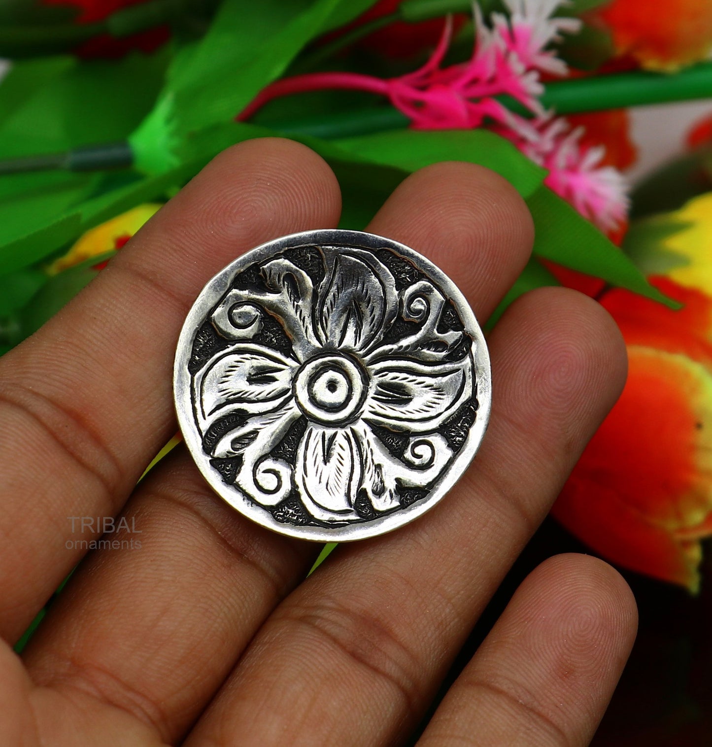 Traditional indian wedding style 925 sterling silver chitai work adjustable ring band, best brides gifting jewelry sr304 - TRIBAL ORNAMENTS
