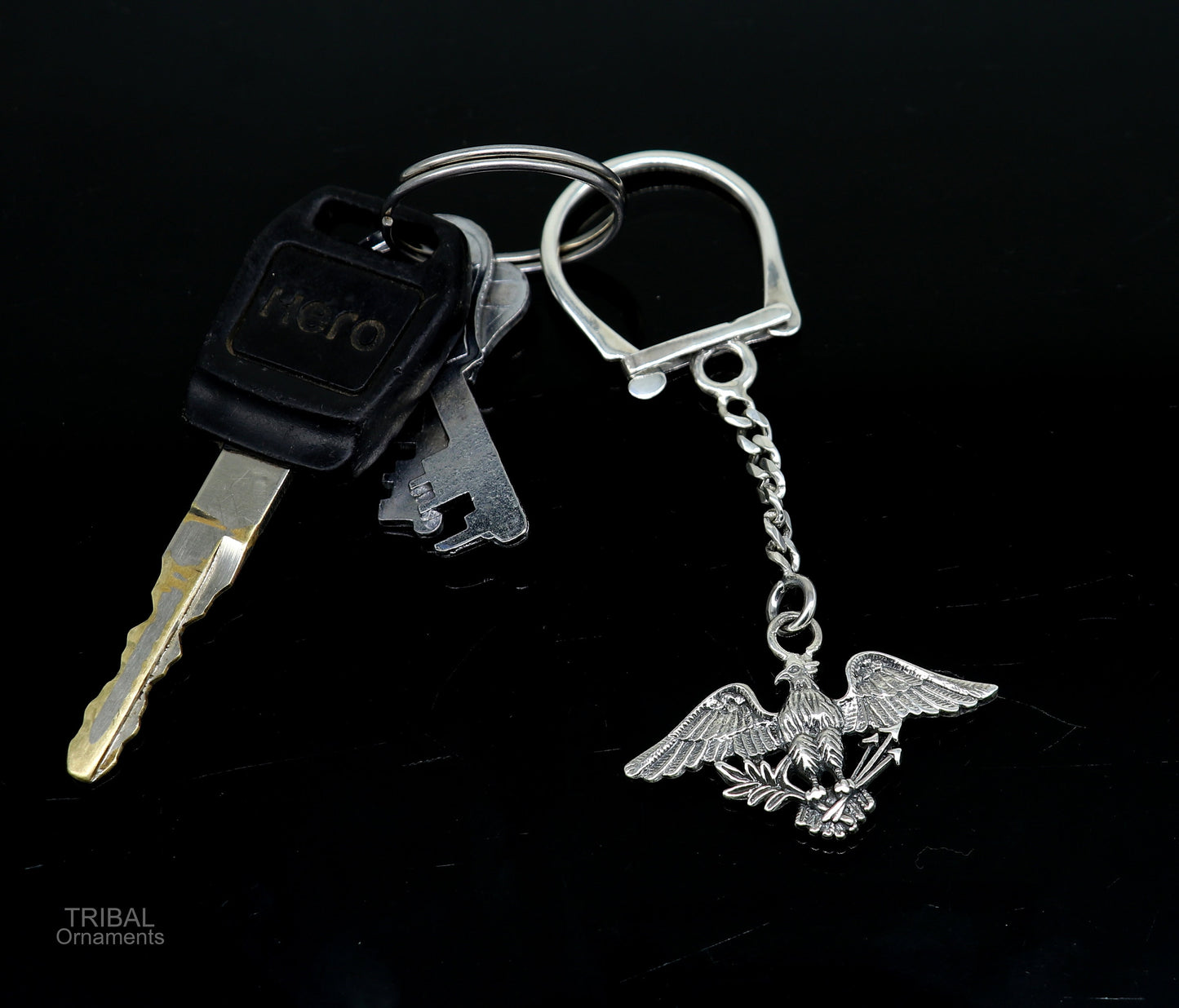 925 Sterling silver handmade unique style Garuda design solid key chian, stylish royal gifting silver accessories unisex gift kch09 - TRIBAL ORNAMENTS