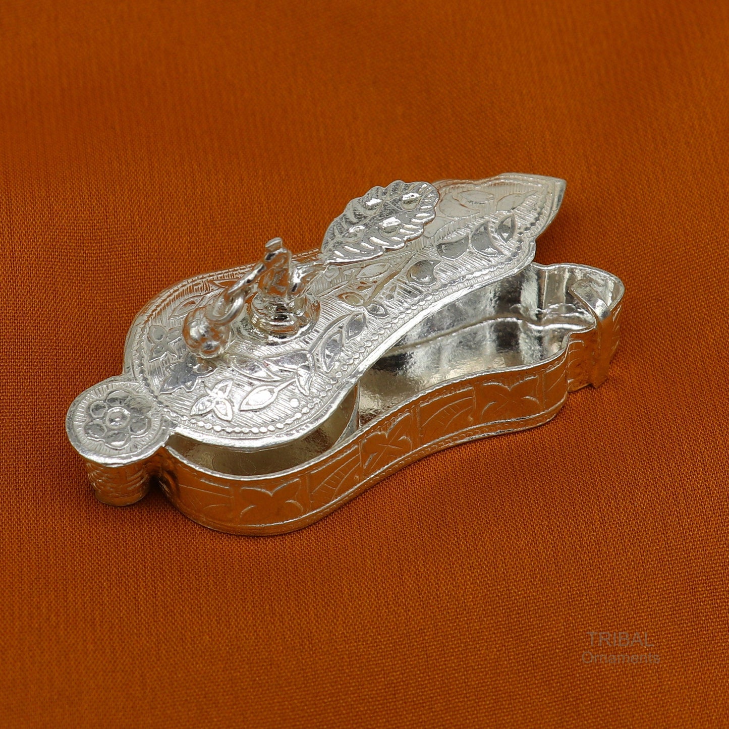 925 sterling silver handmade fabulous unique design peacock trinket box, brides gift, casket box silver article, silver utensils stb323 - TRIBAL ORNAMENTS