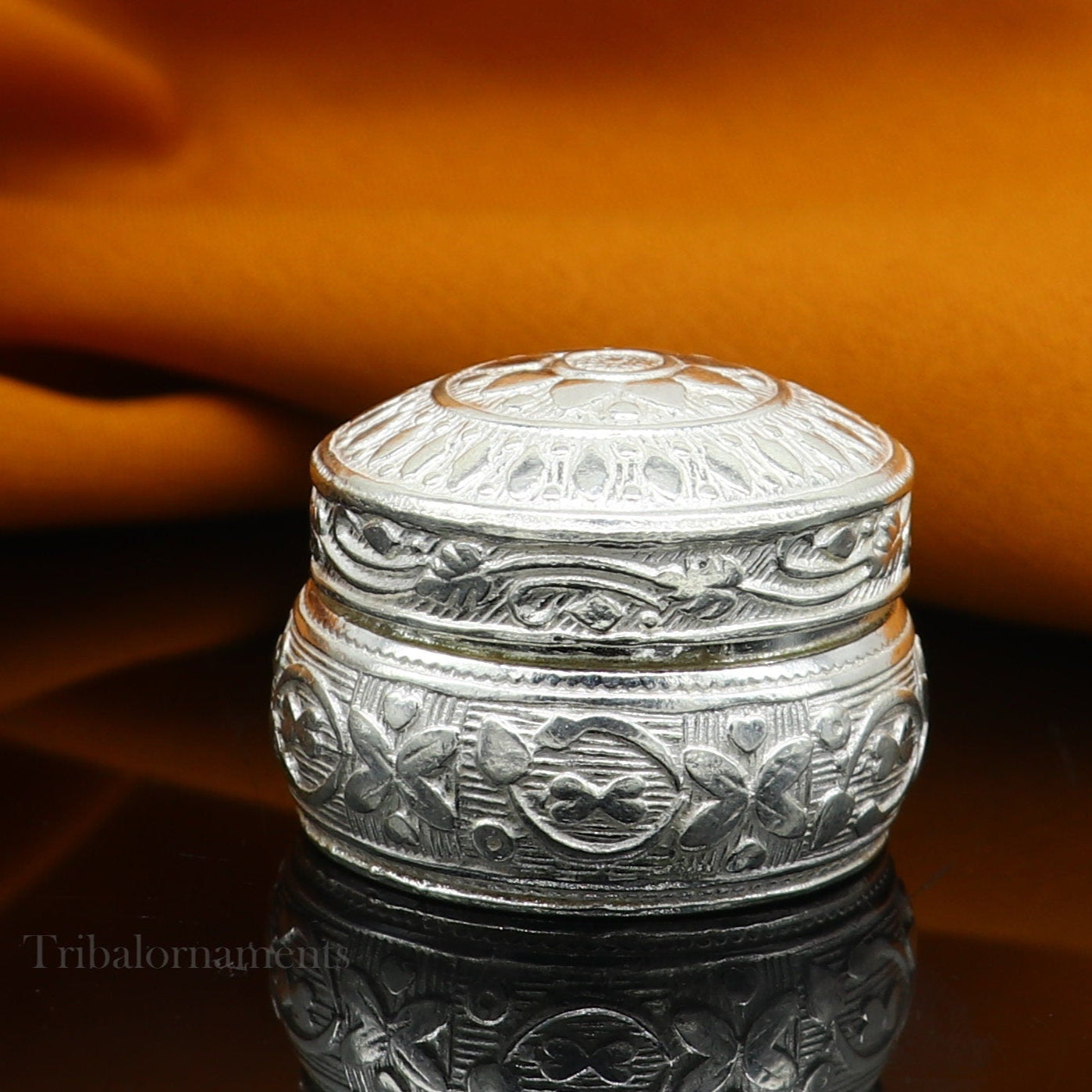 Vintage Style 925 sterling silver unique design handmade brides eyes kajal box, surma box, kumkum sindur box, small trinket box stb266 - TRIBAL ORNAMENTS