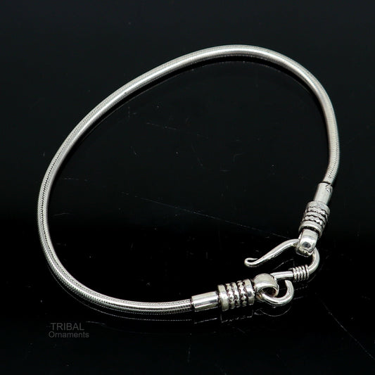 2 mm Vintage style snake chain handmade 925 sterling silver bracelet unisex indian tribal gifting to girl's or boy's jewelry sbr233 - TRIBAL ORNAMENTS